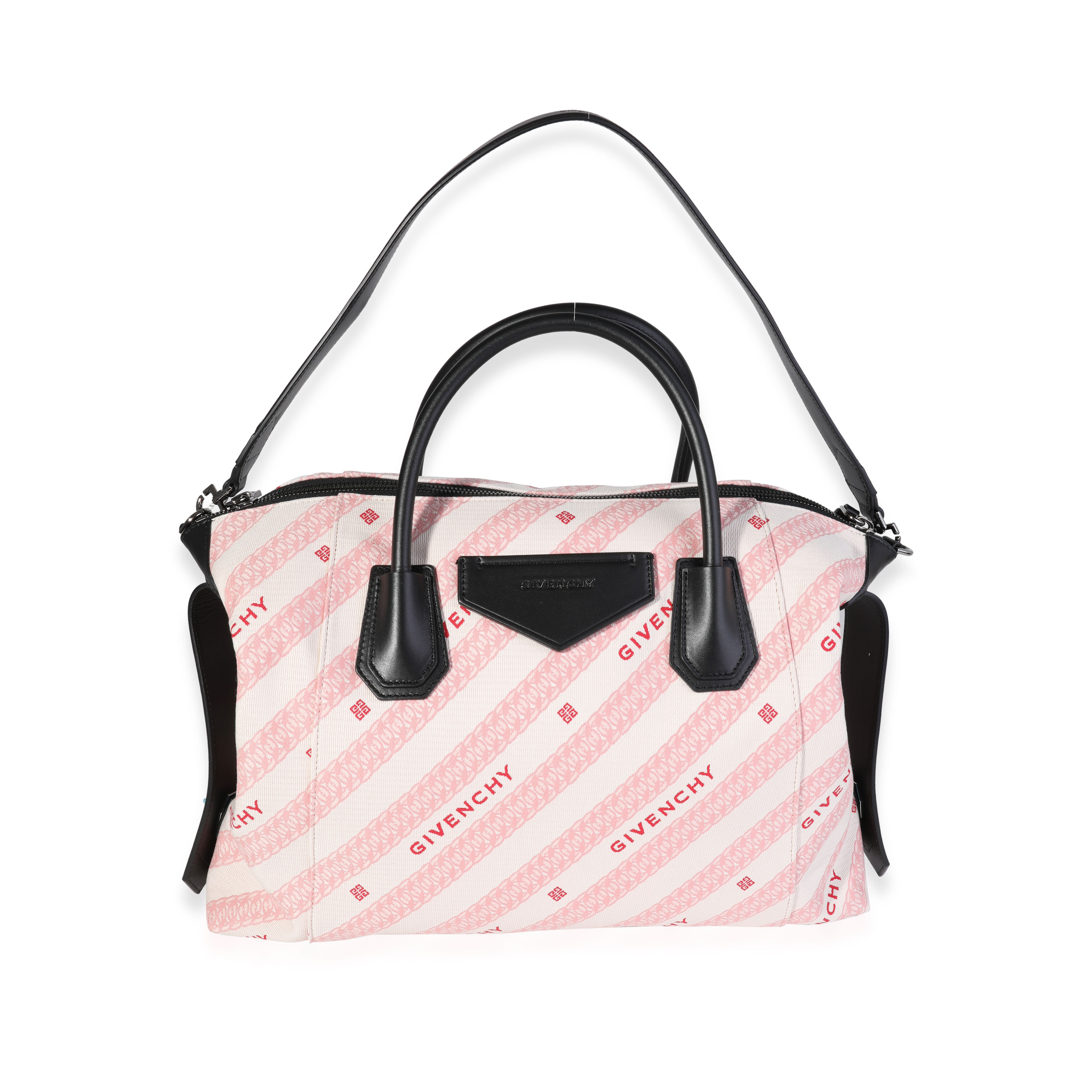 Givenchy Pink Canvas & Black Leather Soft Antigona Tote-3