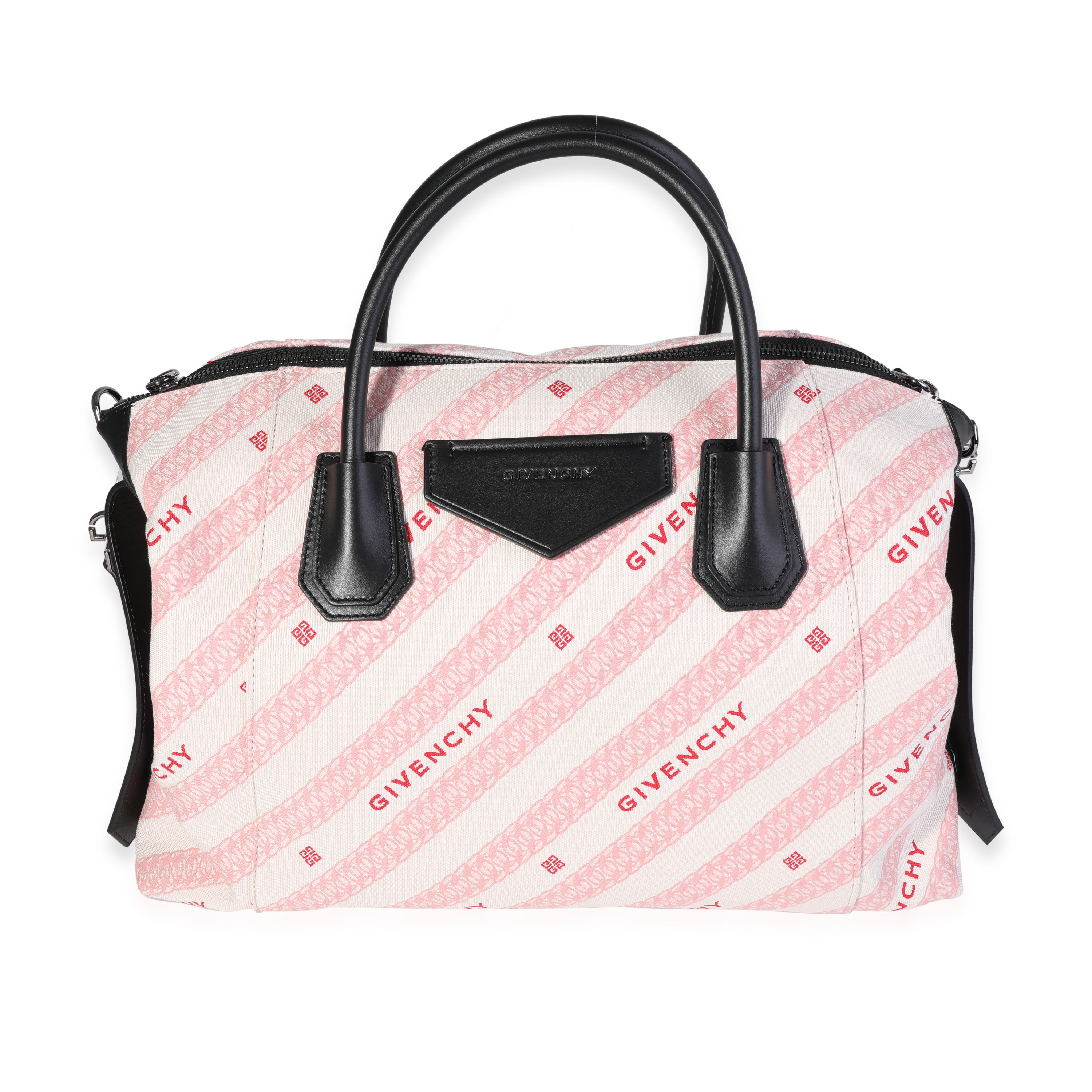 Givenchy Pink Canvas & Black Leather Soft Antigona Tote