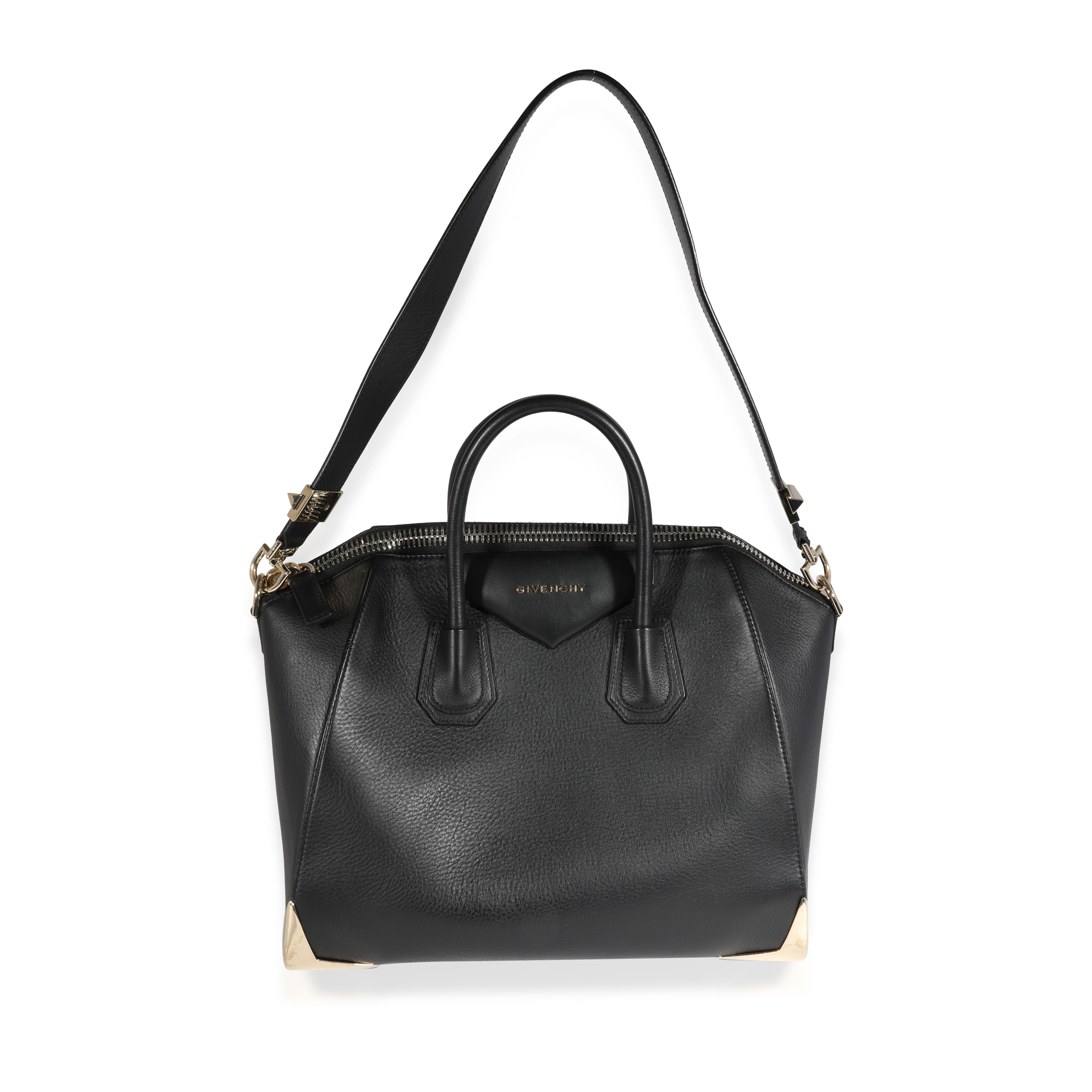 Givenchy Black Grained Leather Metal Edge Large Antigona Bag-3