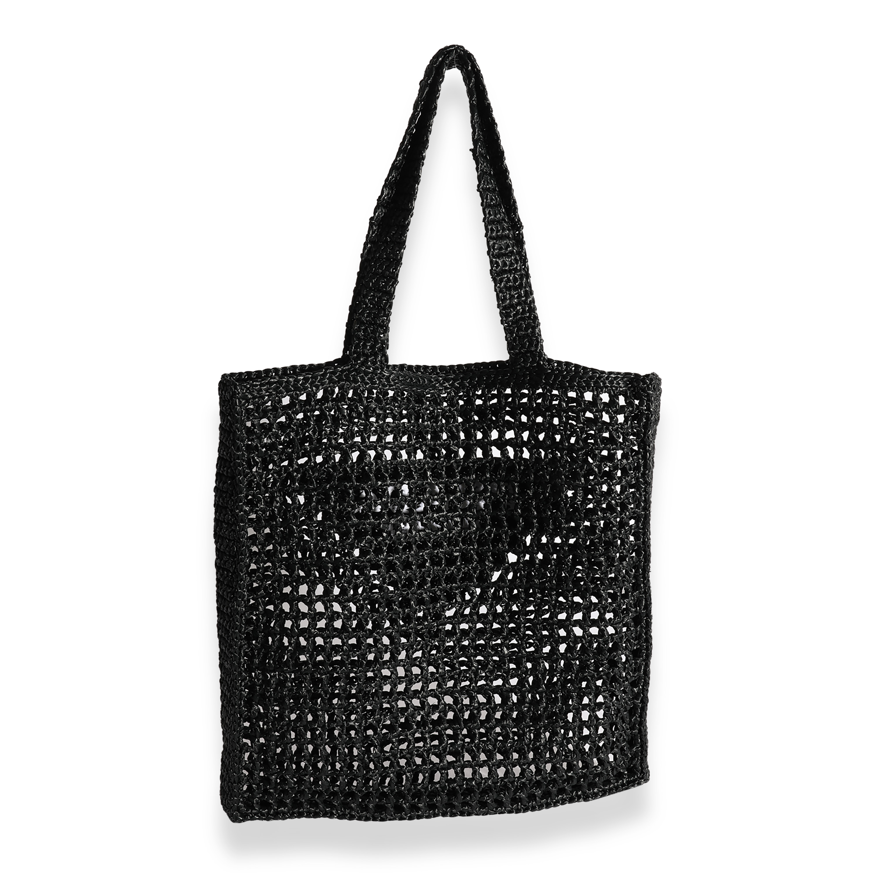 Black & White Raffia Logo Tote-3