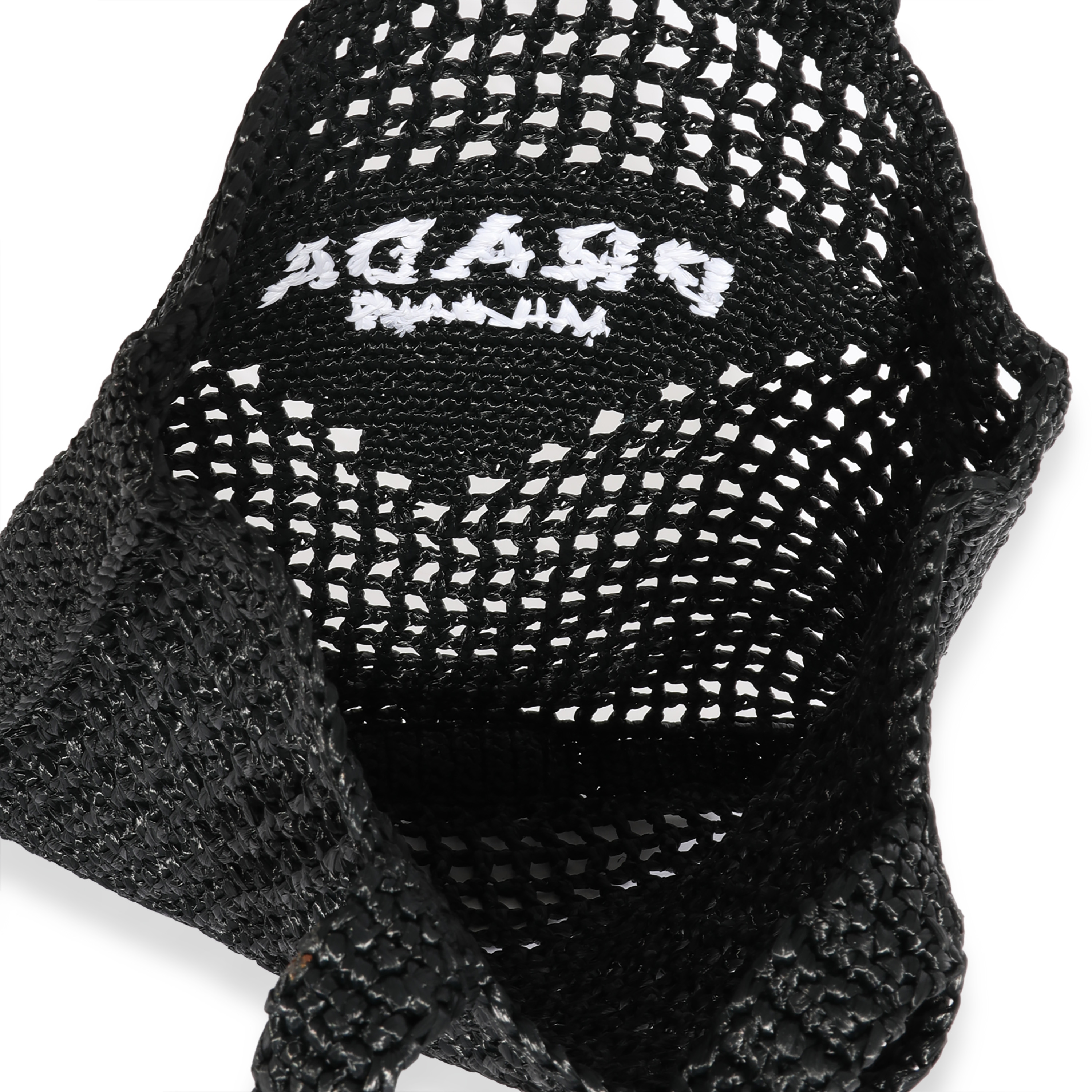 Black & White Raffia Logo Tote-5