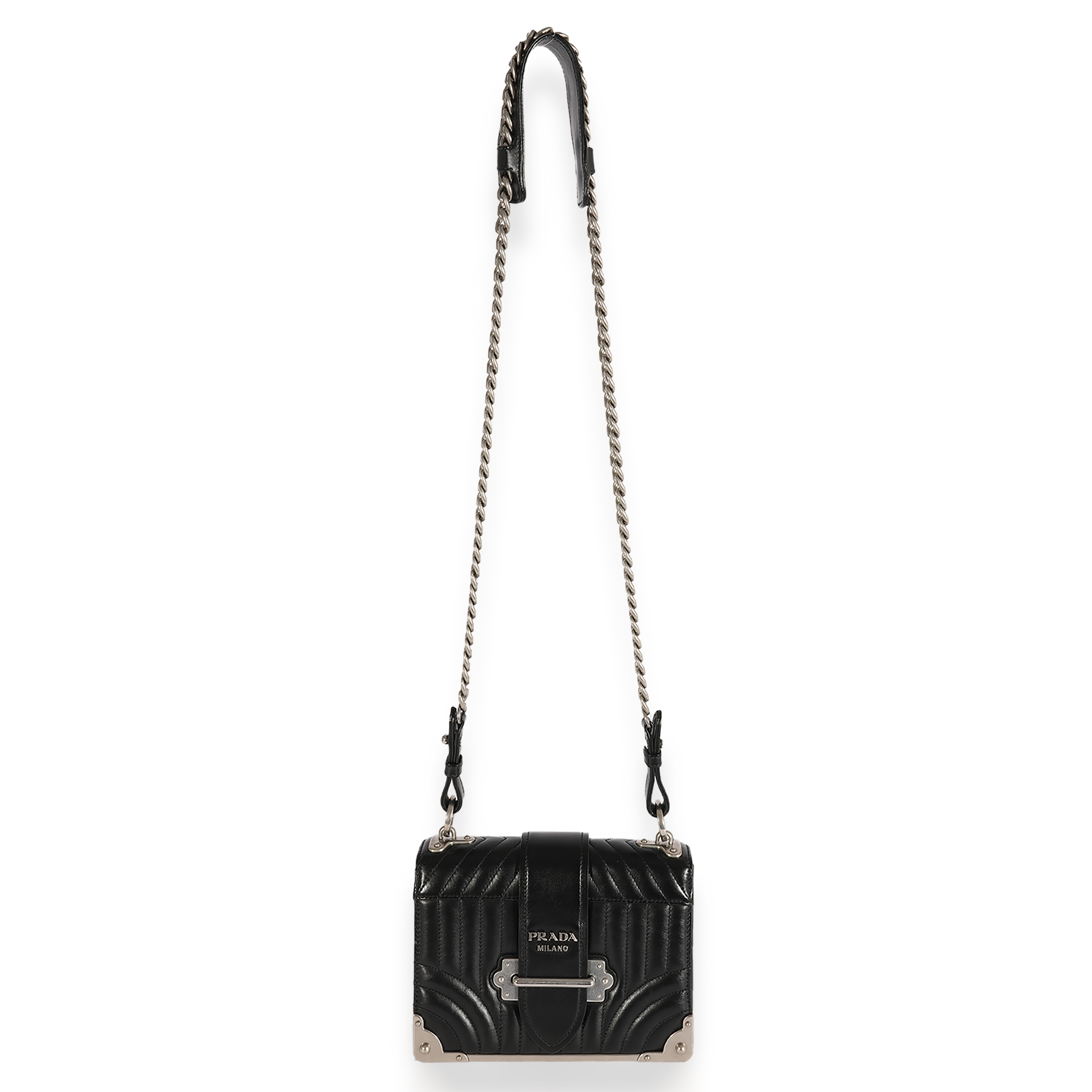 Black Prada Soft Calfskin Impunture Diagramme Cahier Crossbody Bag-3