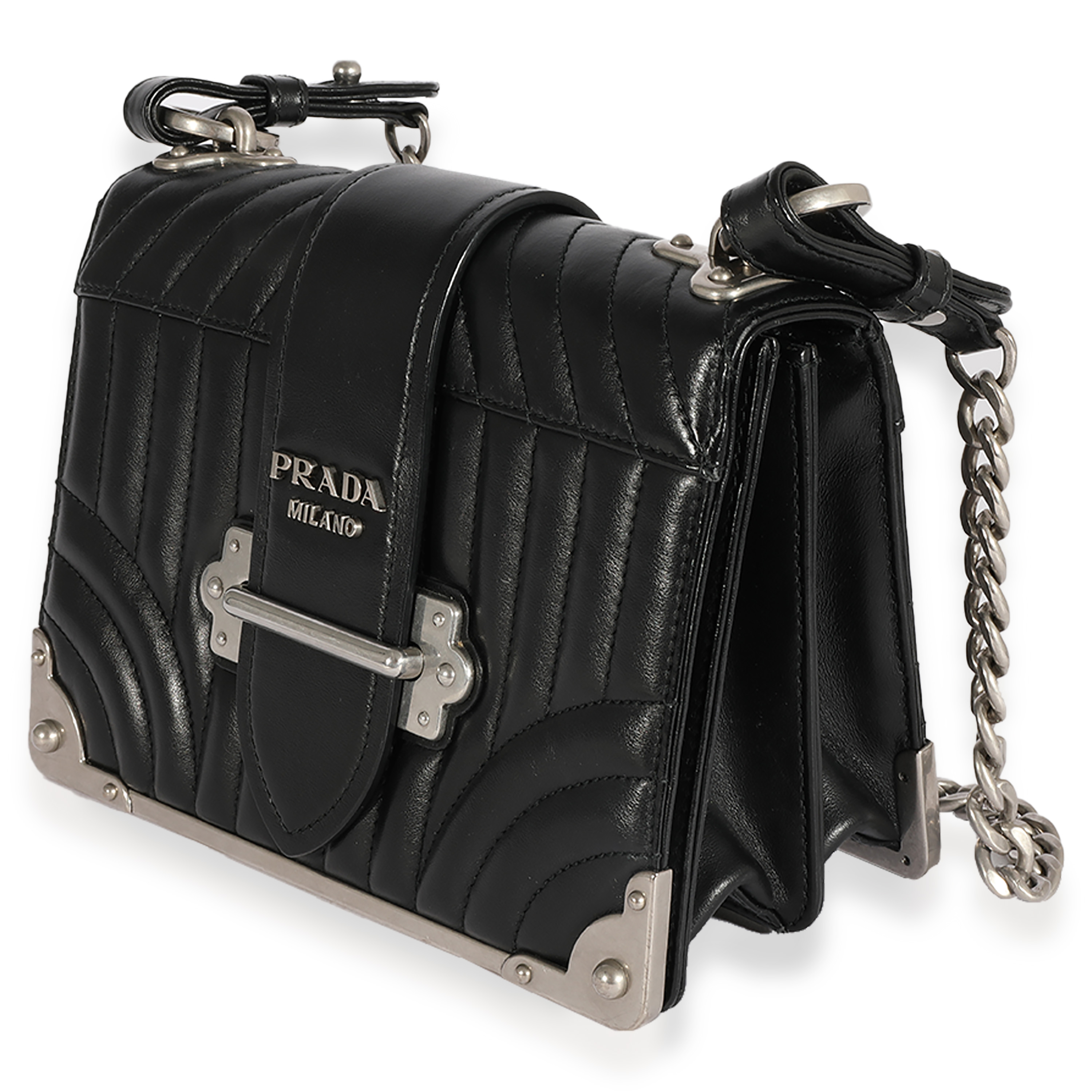 Black Prada Soft Calfskin Impunture Diagramme Cahier Crossbody Bag-1