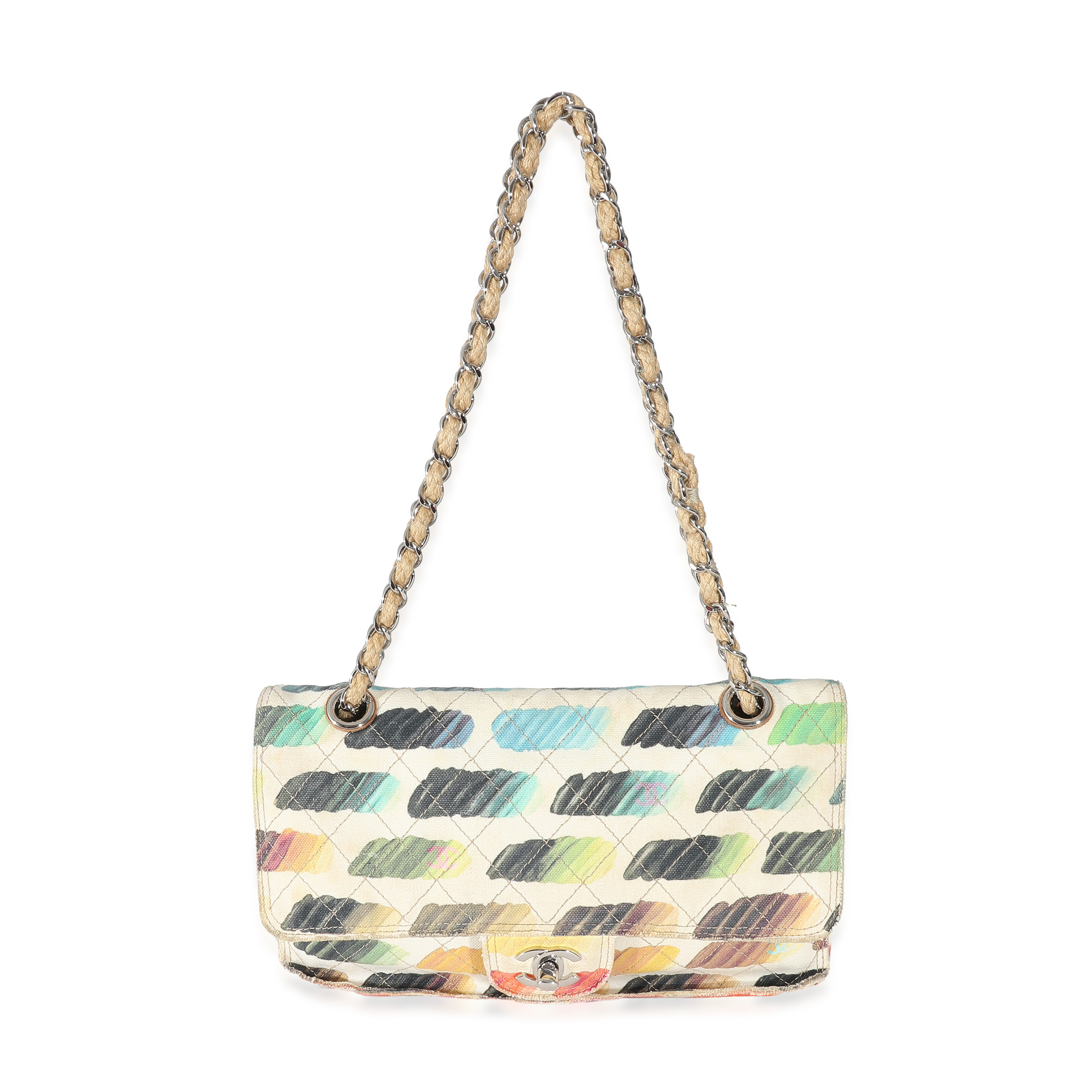 Chanel Watercolor Canvas Colorama Medium Classic Flap Bag Chanel Watercolor Canvas Colorama Medium Classic Flap Bag-7
