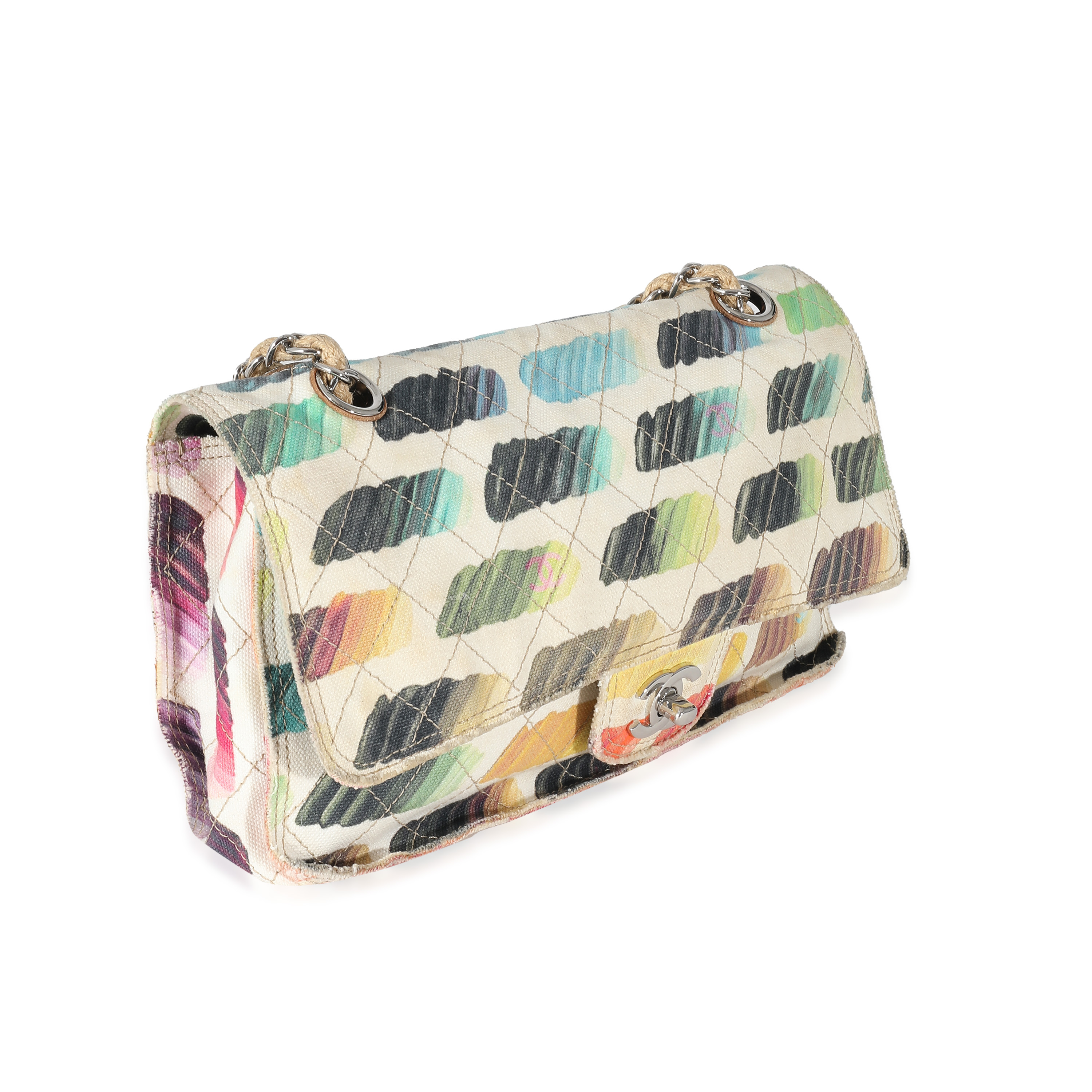 Chanel Watercolor Canvas Colorama Medium Classic Flap Bag Chanel Watercolor Canvas Colorama Medium Classic Flap Bag-2