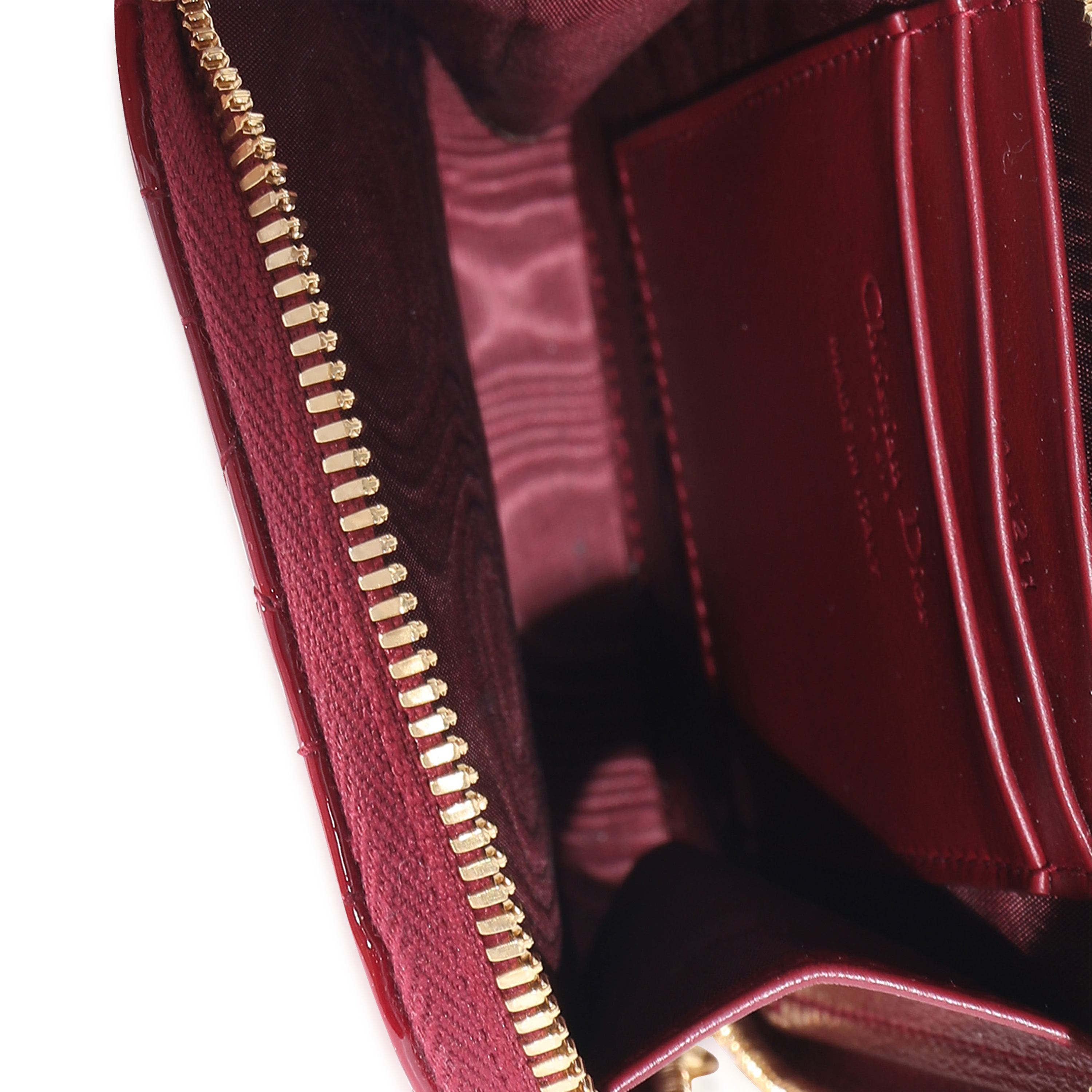Christian Dior Cherry Red Patent Cannage Lady Dior Phone Holder-3