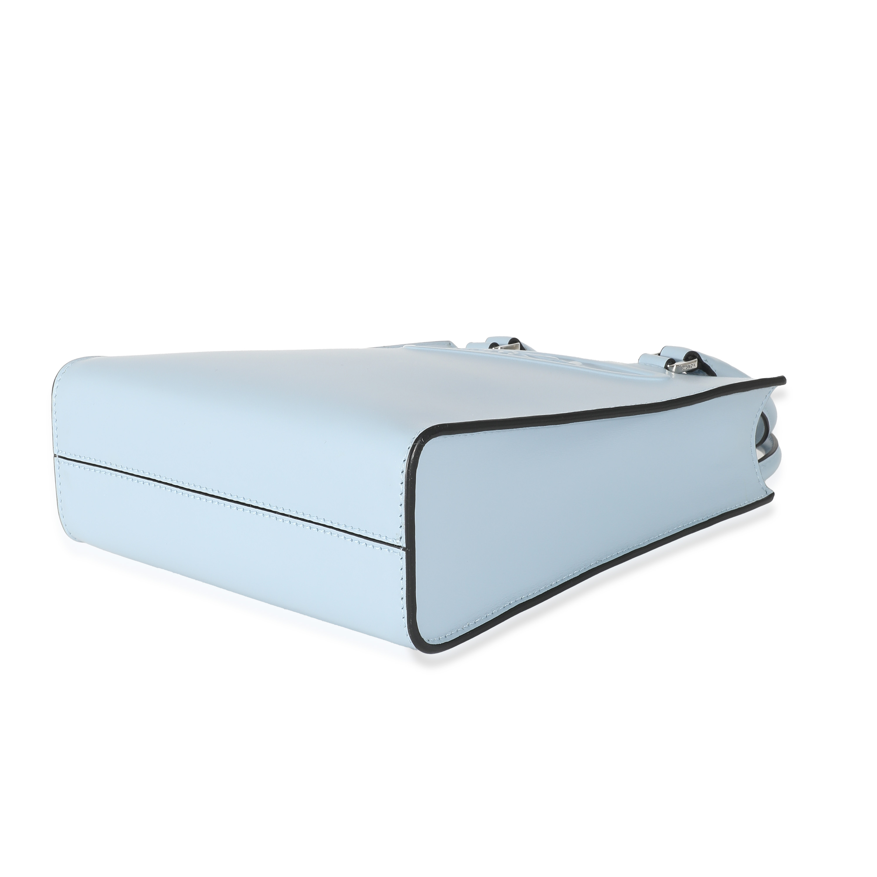 Prada Blue Smooth Leather Logo Embossed Mini Tote-5