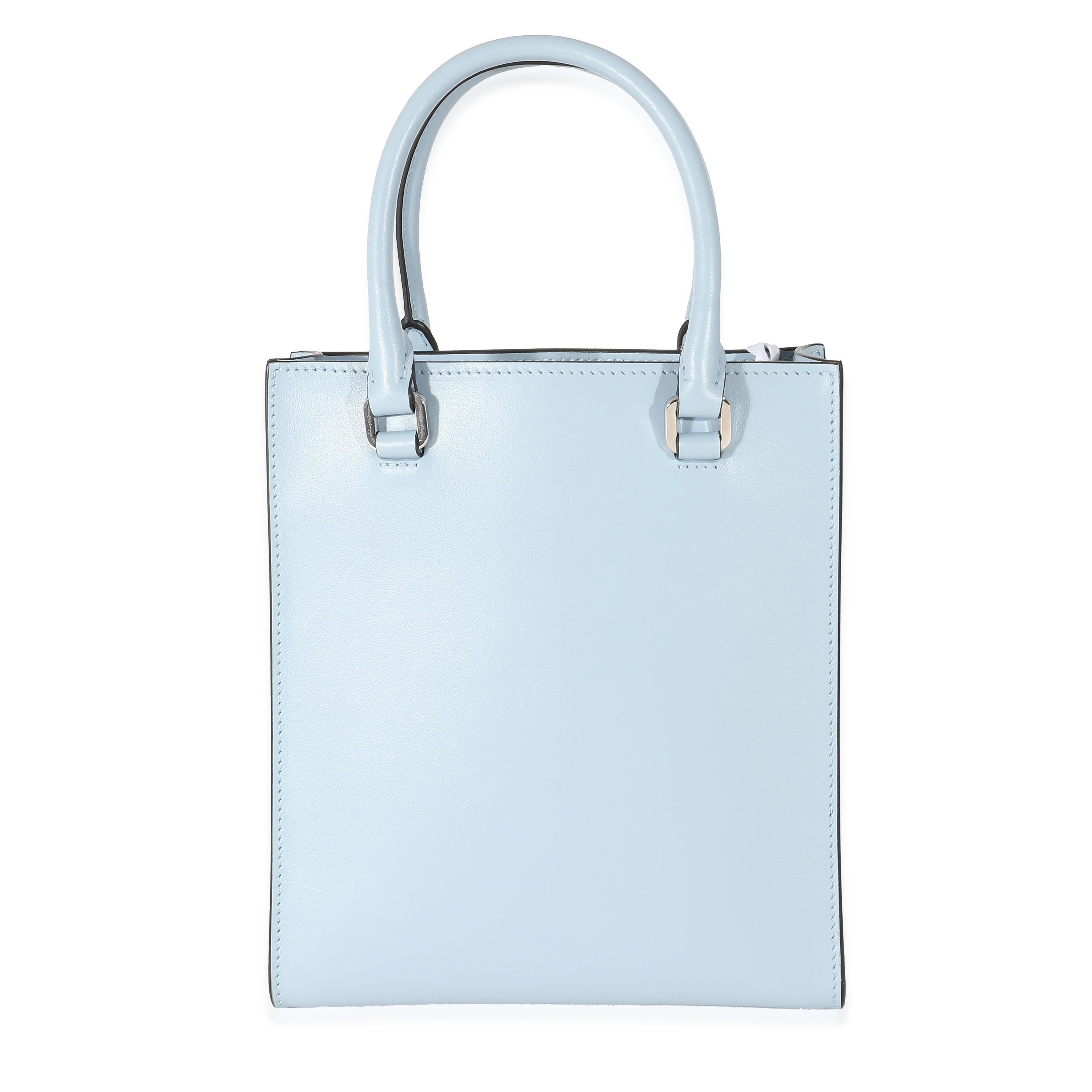 Prada Blue Smooth Leather Logo Embossed Mini Tote-2