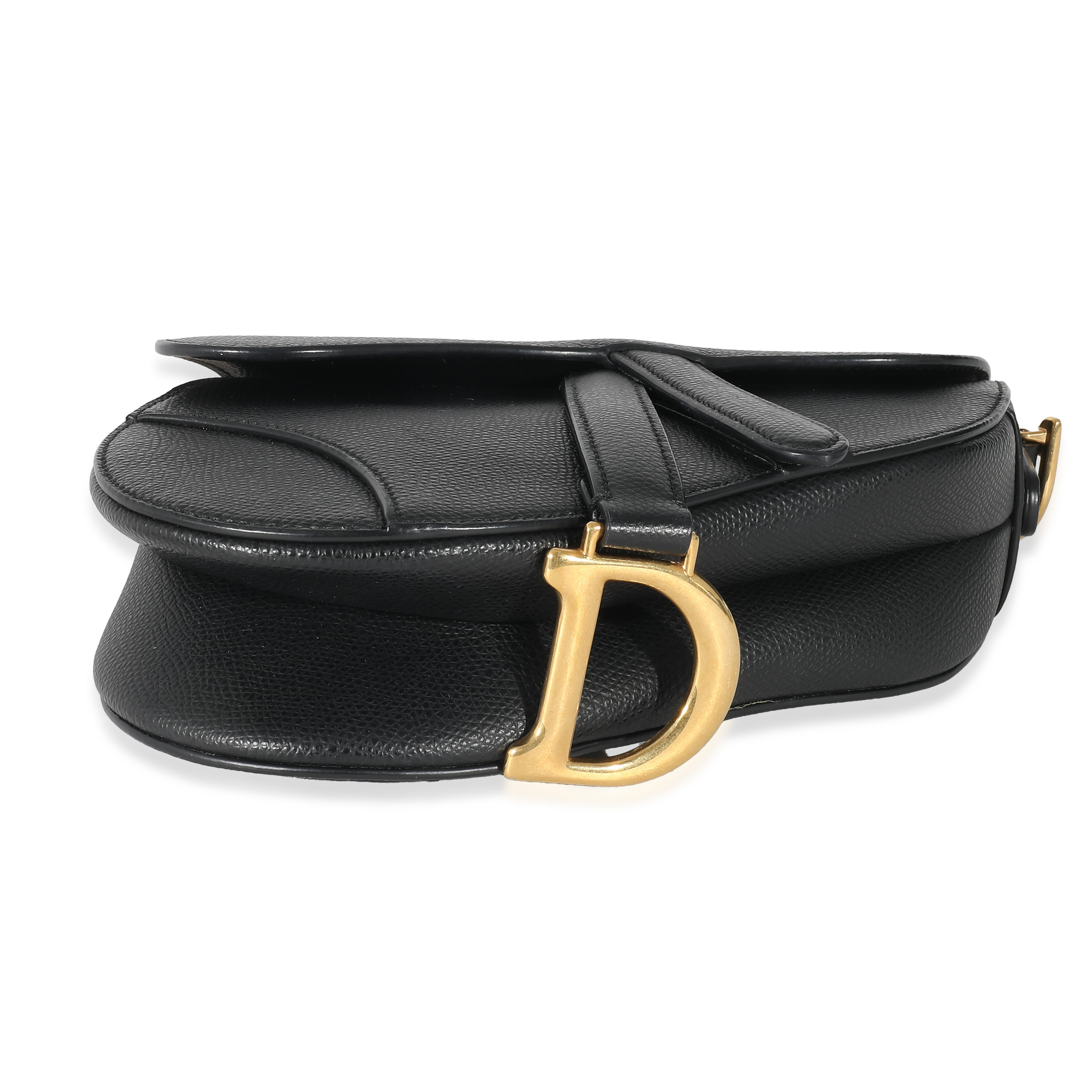 Christian Dior Black Grained Calfskin Mini Saddle Bag-3