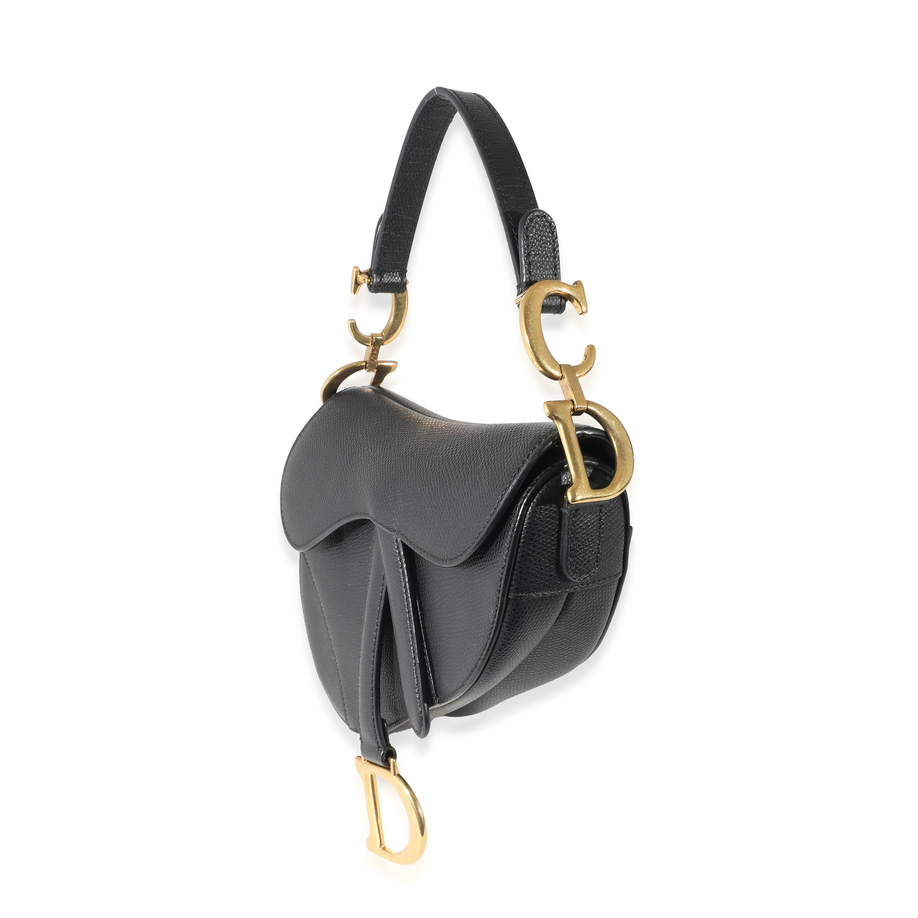 Christian Dior Black Grained Calfskin Mini Saddle Bag-1