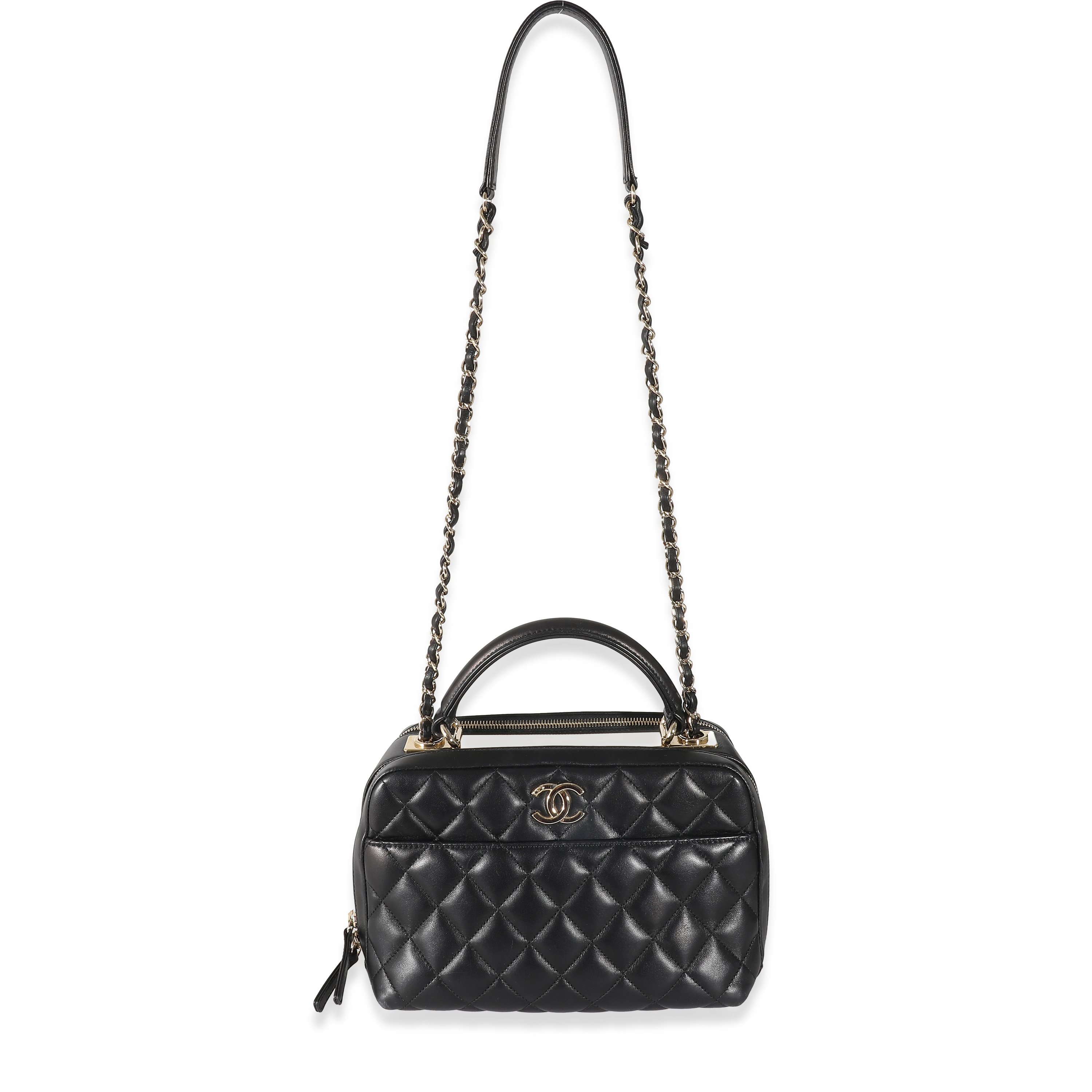 Chanel Black Quilted Lambskin Medium Trendy CC Bowling Bag-7