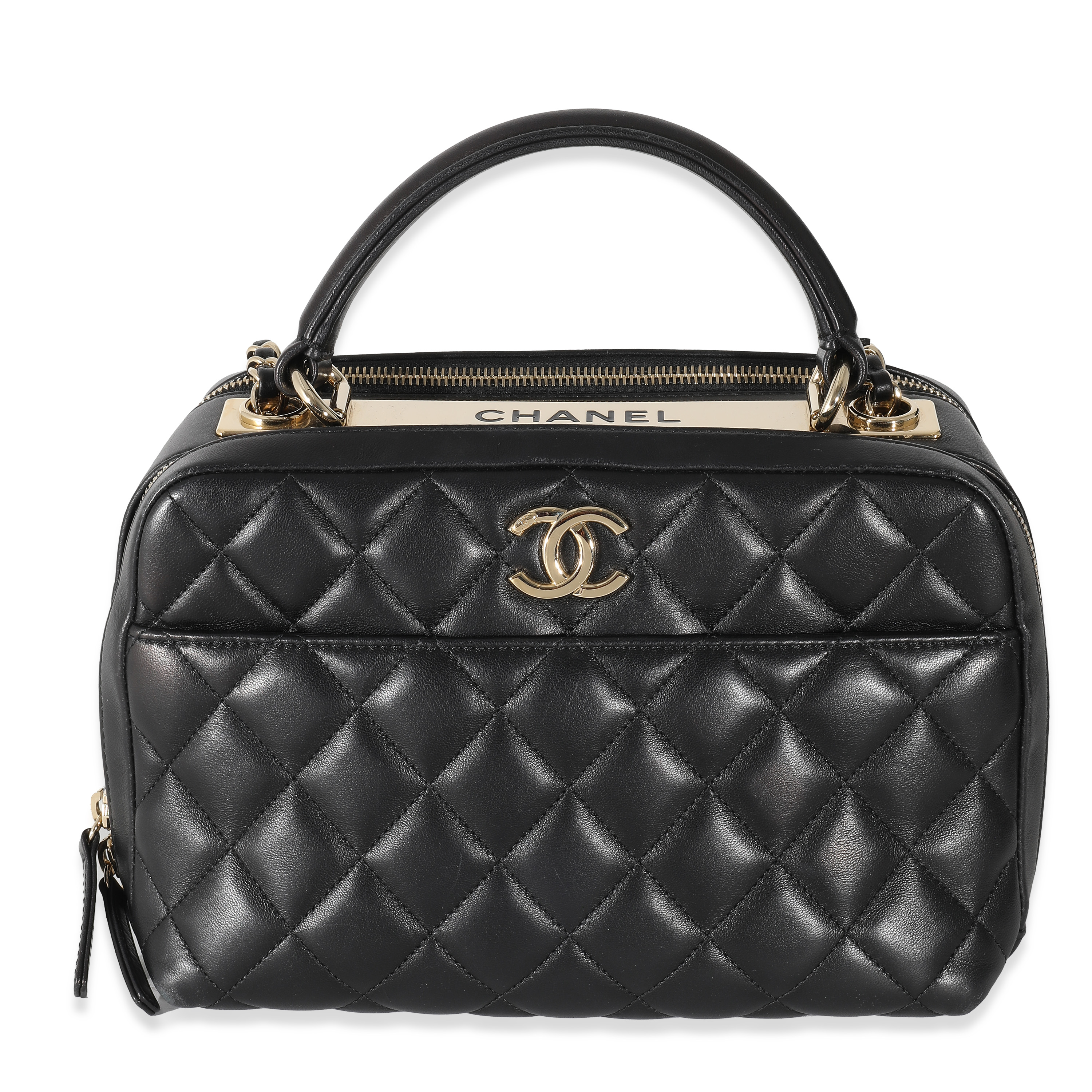 Chanel Black Quilted Lambskin Medium Trendy CC Bowling Bag