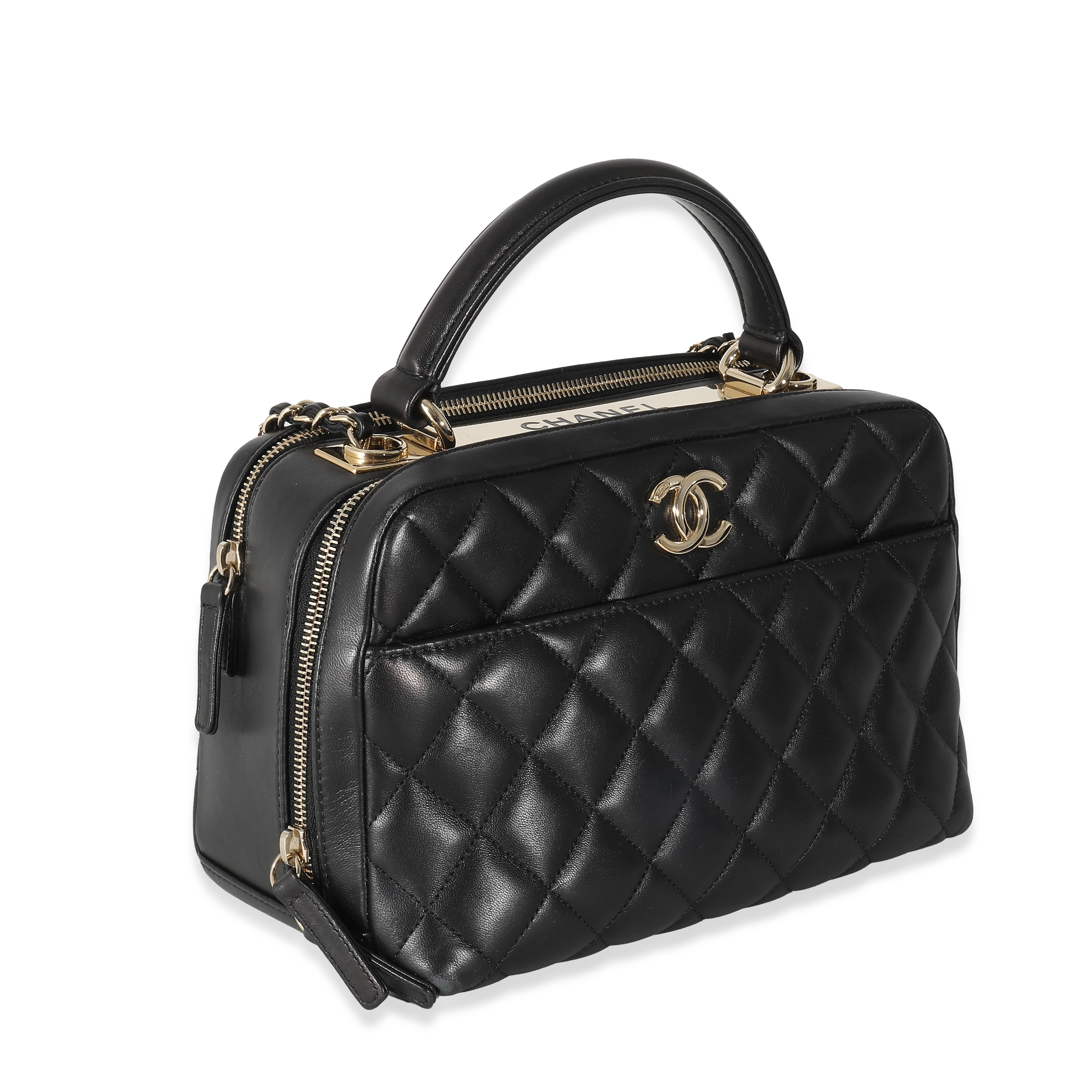 Chanel Black Quilted Lambskin Medium Trendy CC Bowling Bag-2