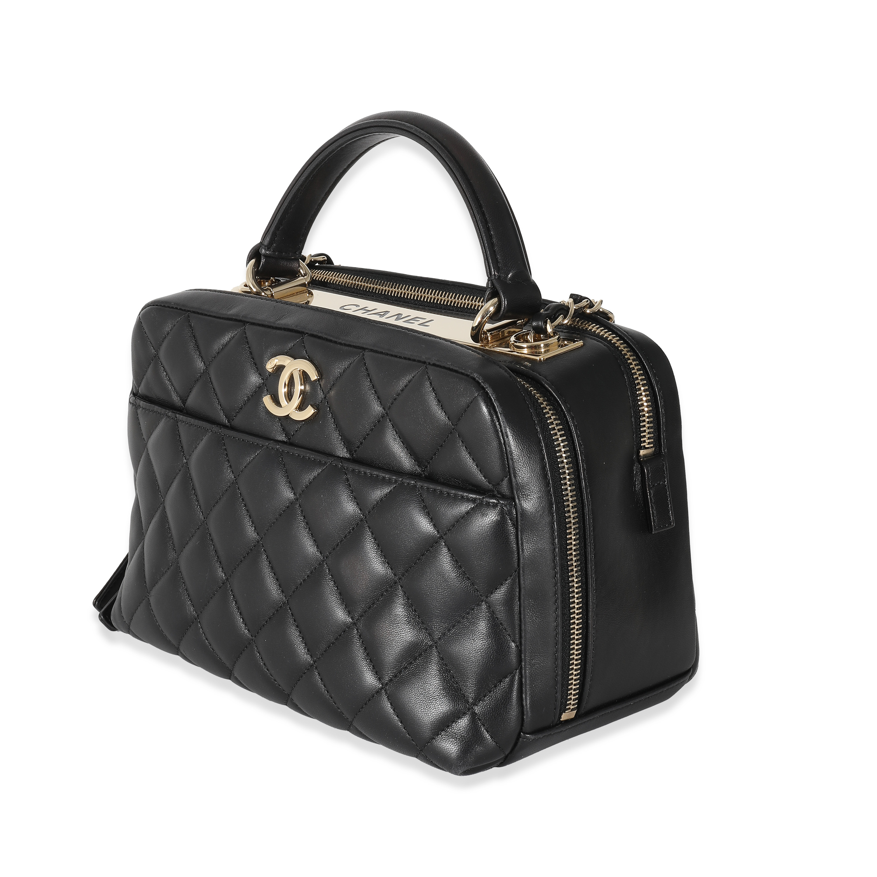 Chanel Black Quilted Lambskin Medium Trendy CC Bowling Bag-1