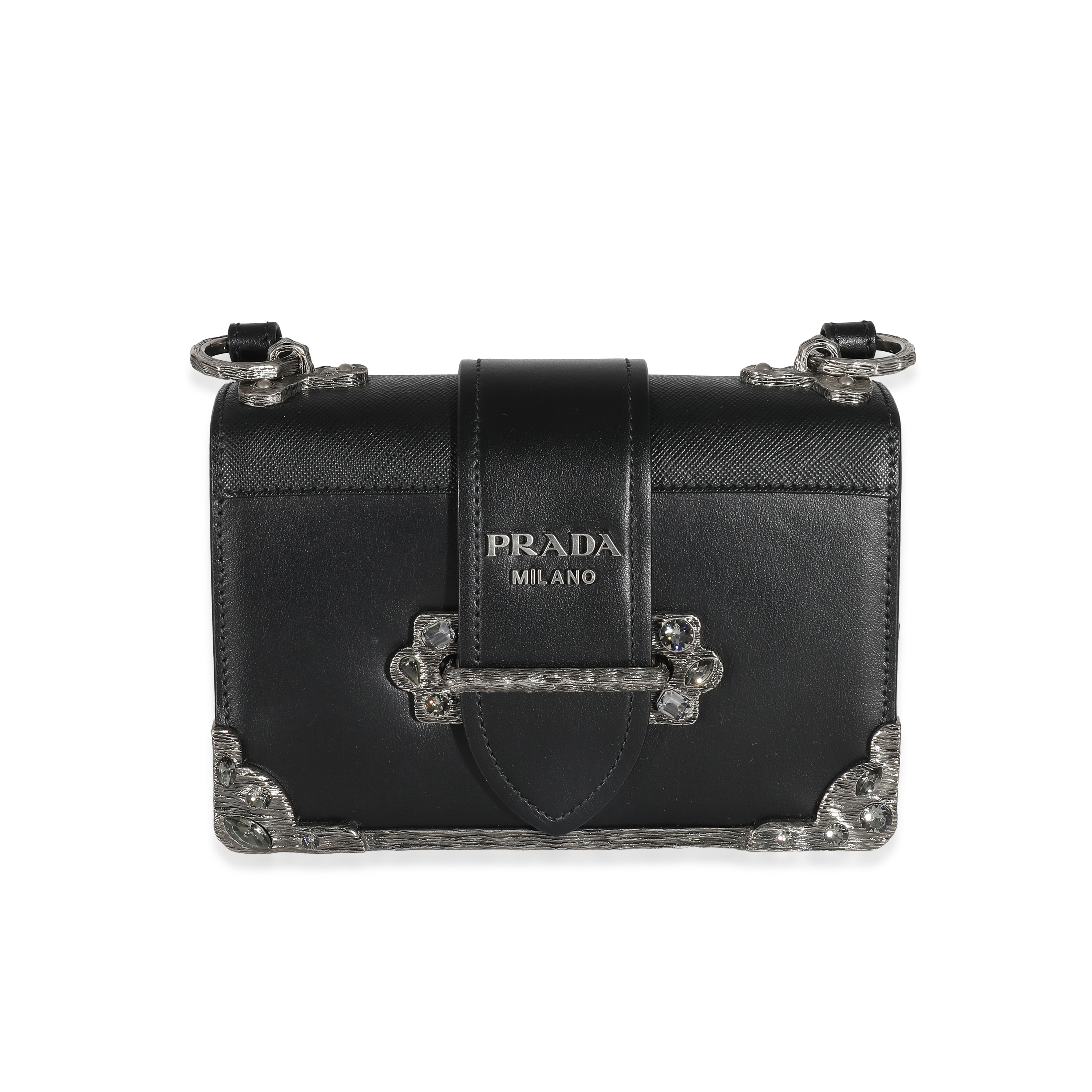 Prada Black City Calf Embellished Small Cahier Prada Black City Calf Embellished Small Cahier