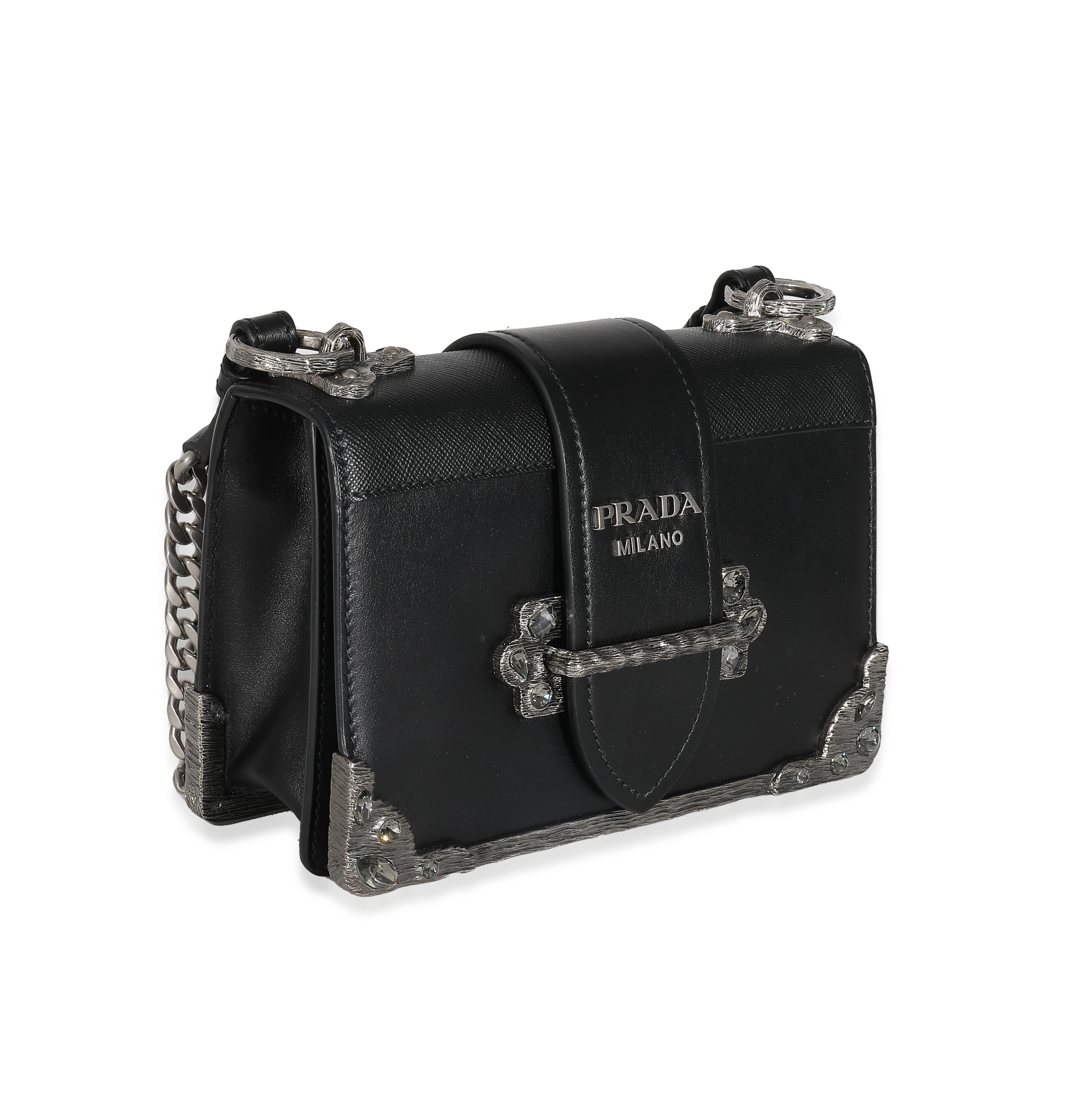 Prada Black City Calf Embellished Small Cahier Prada Black City Calf Embellished Small Cahier-2