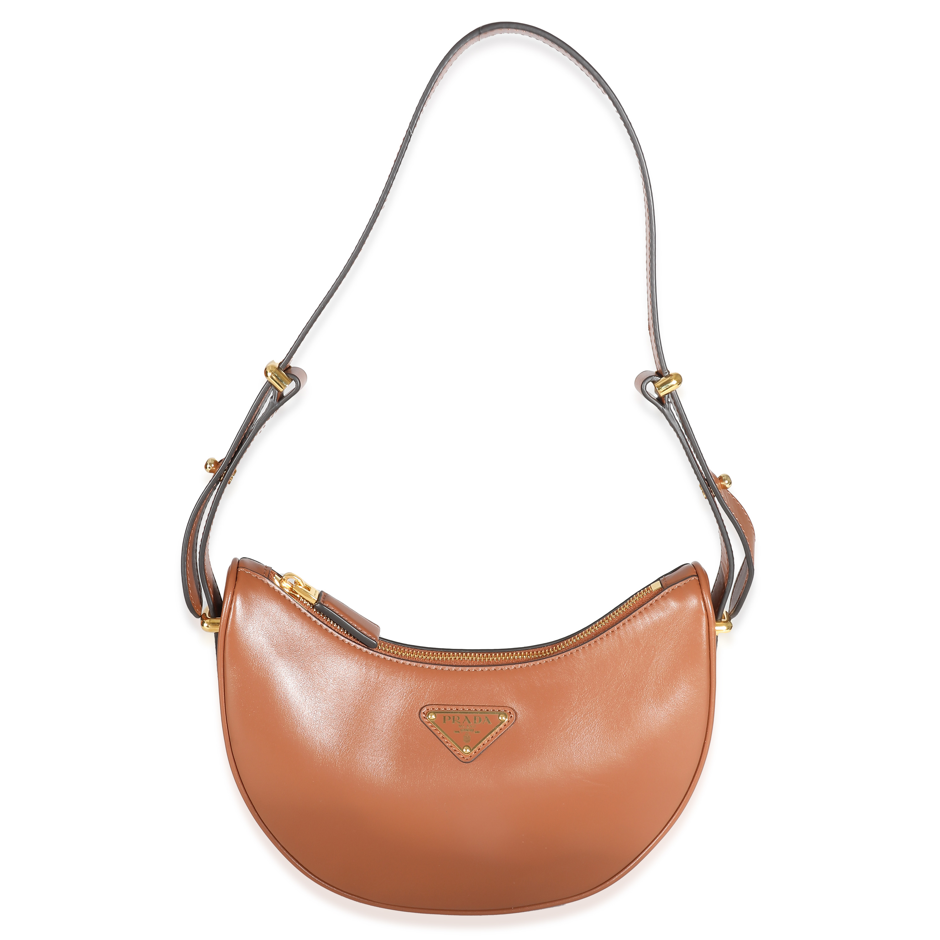 Prada Cognac Nappa Leather Arqué Shoulder Bag Prada Cognac Nappa Leather Arqué Shoulder Bag