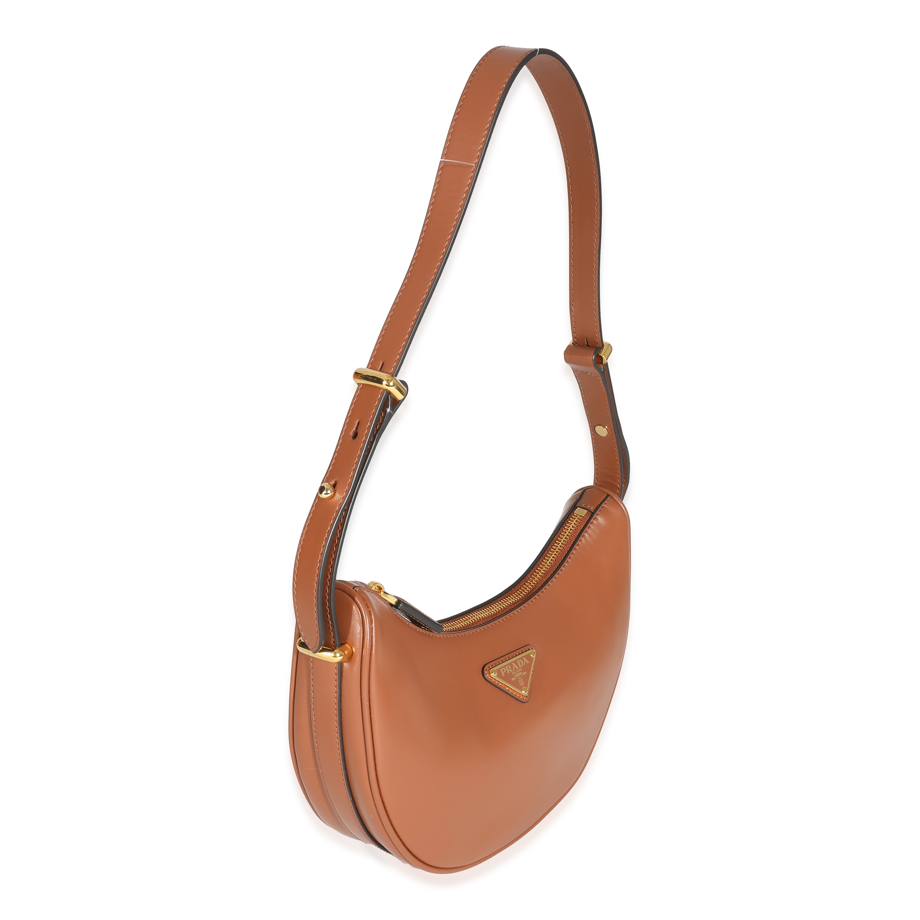 Prada Cognac Nappa Leather Arqué Shoulder Bag-2