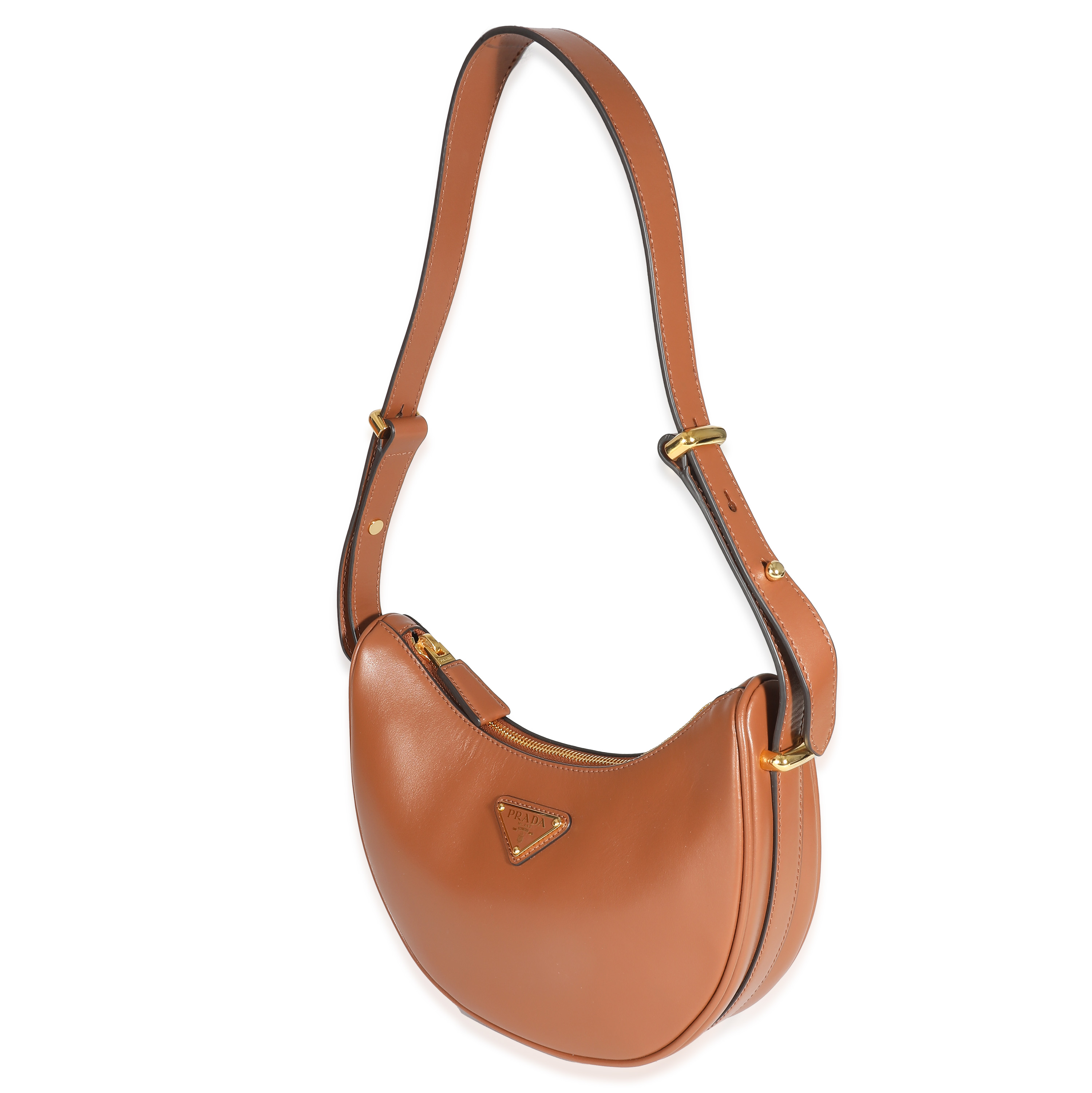 Prada Cognac Nappa Leather Arqué Shoulder Bag-1