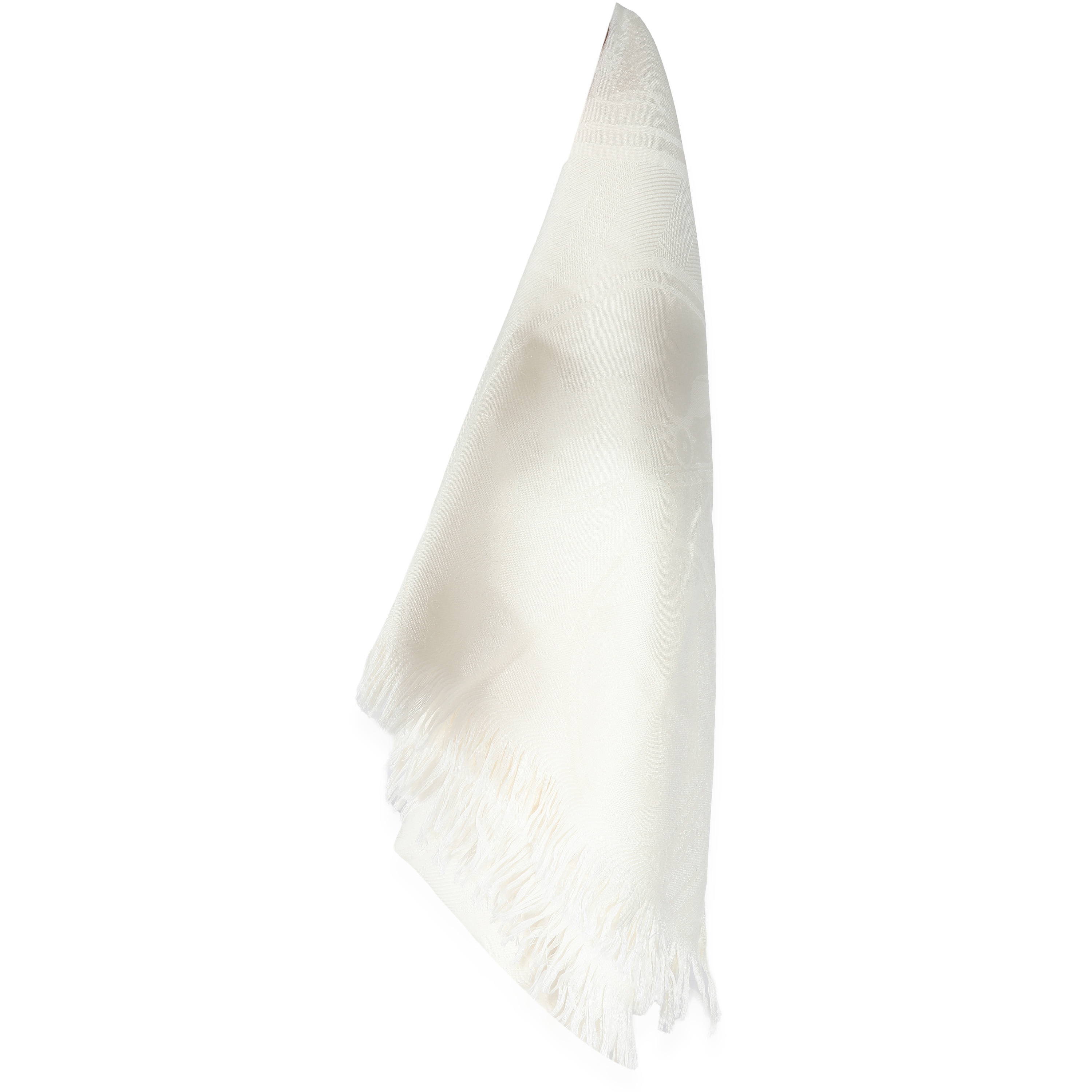 Hermès Ivory Cashmere Silk New Libris Stole-3