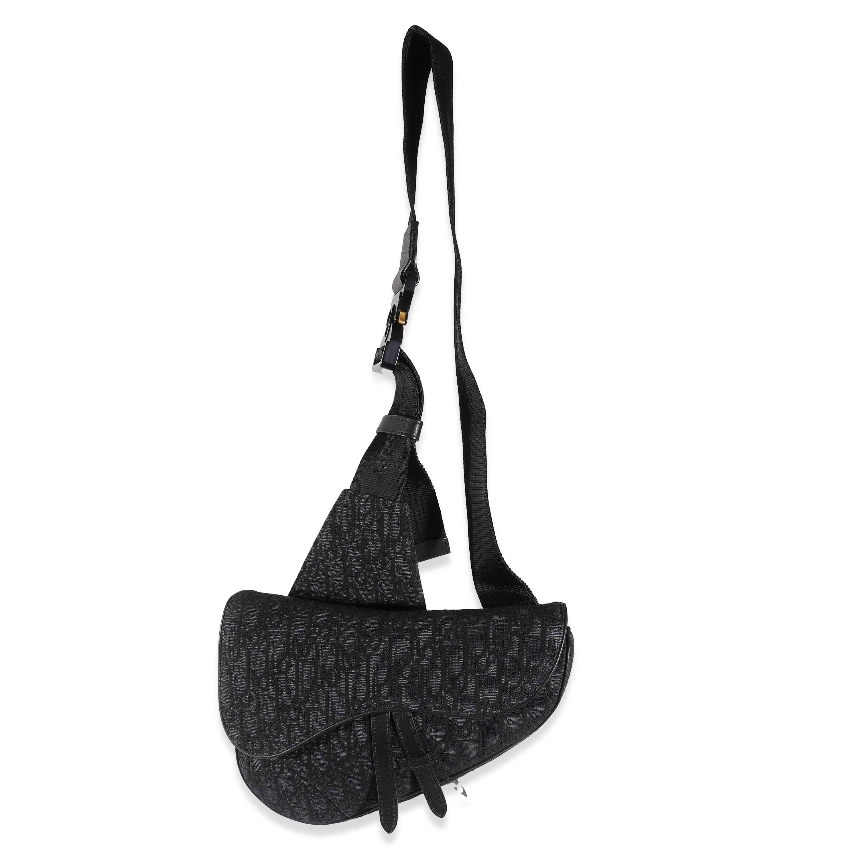 Dior Black Oblique Jacquard Saddle Bag-3