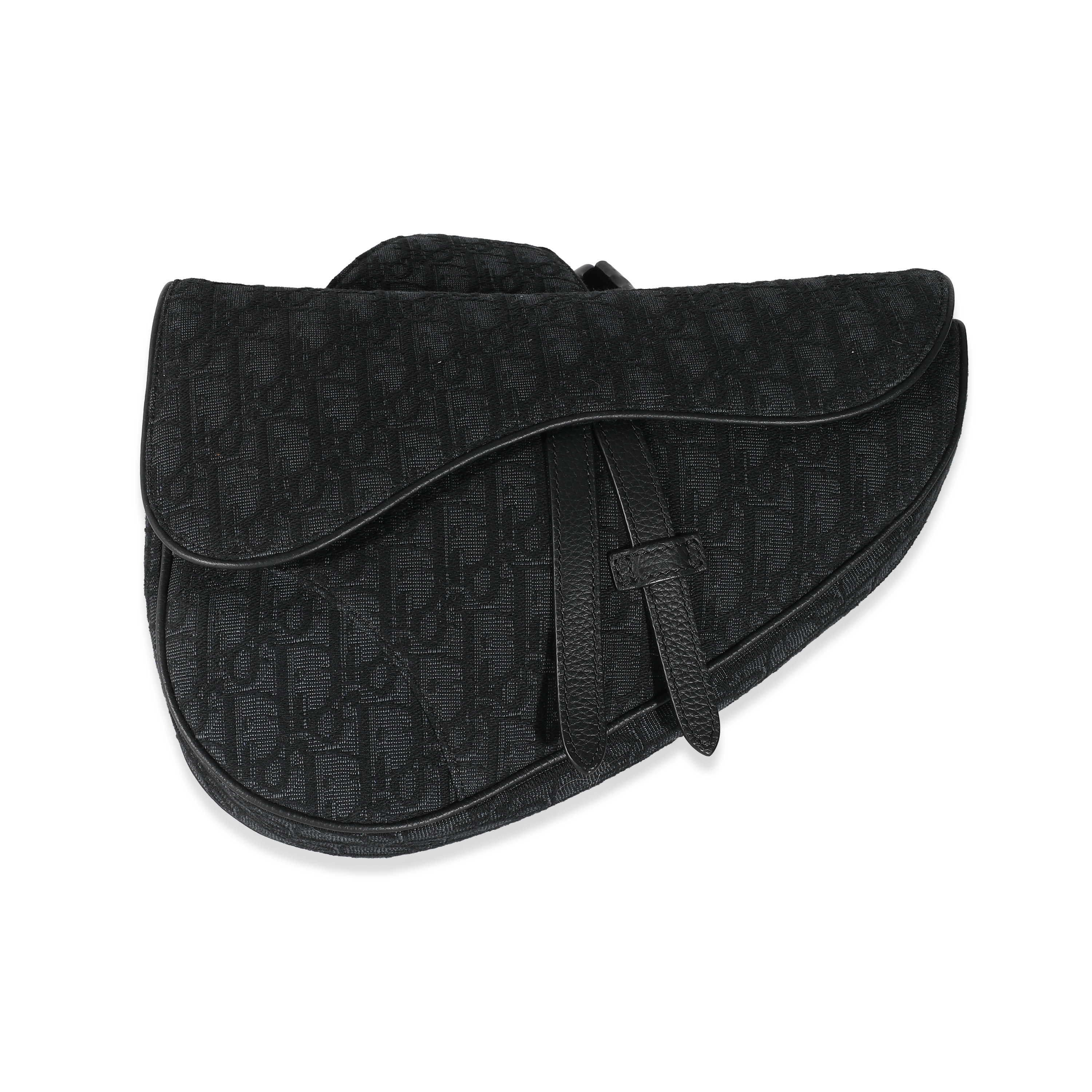 Dior Black Oblique Jacquard Saddle Bag