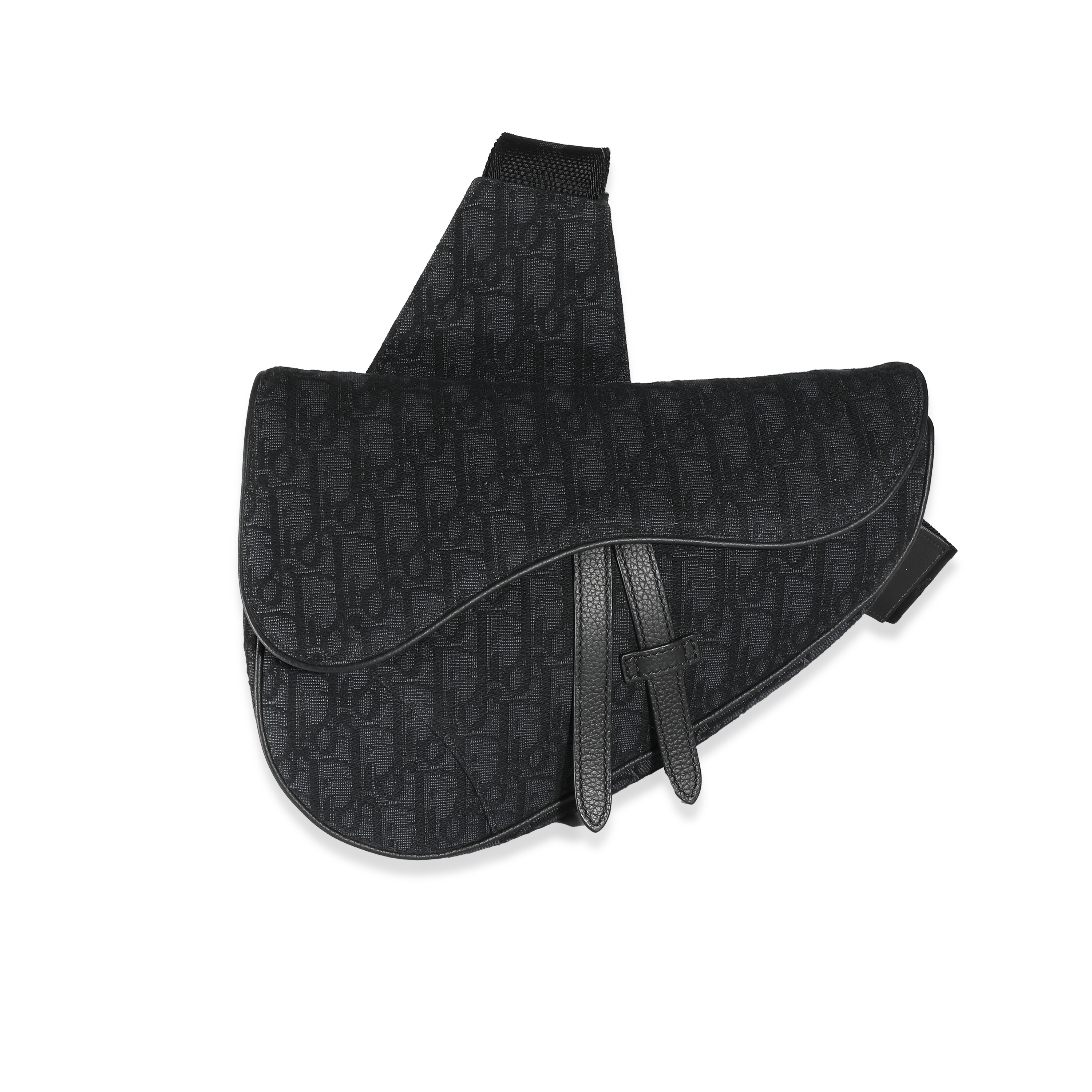 Dior Black Oblique Jacquard Saddle Bag-2