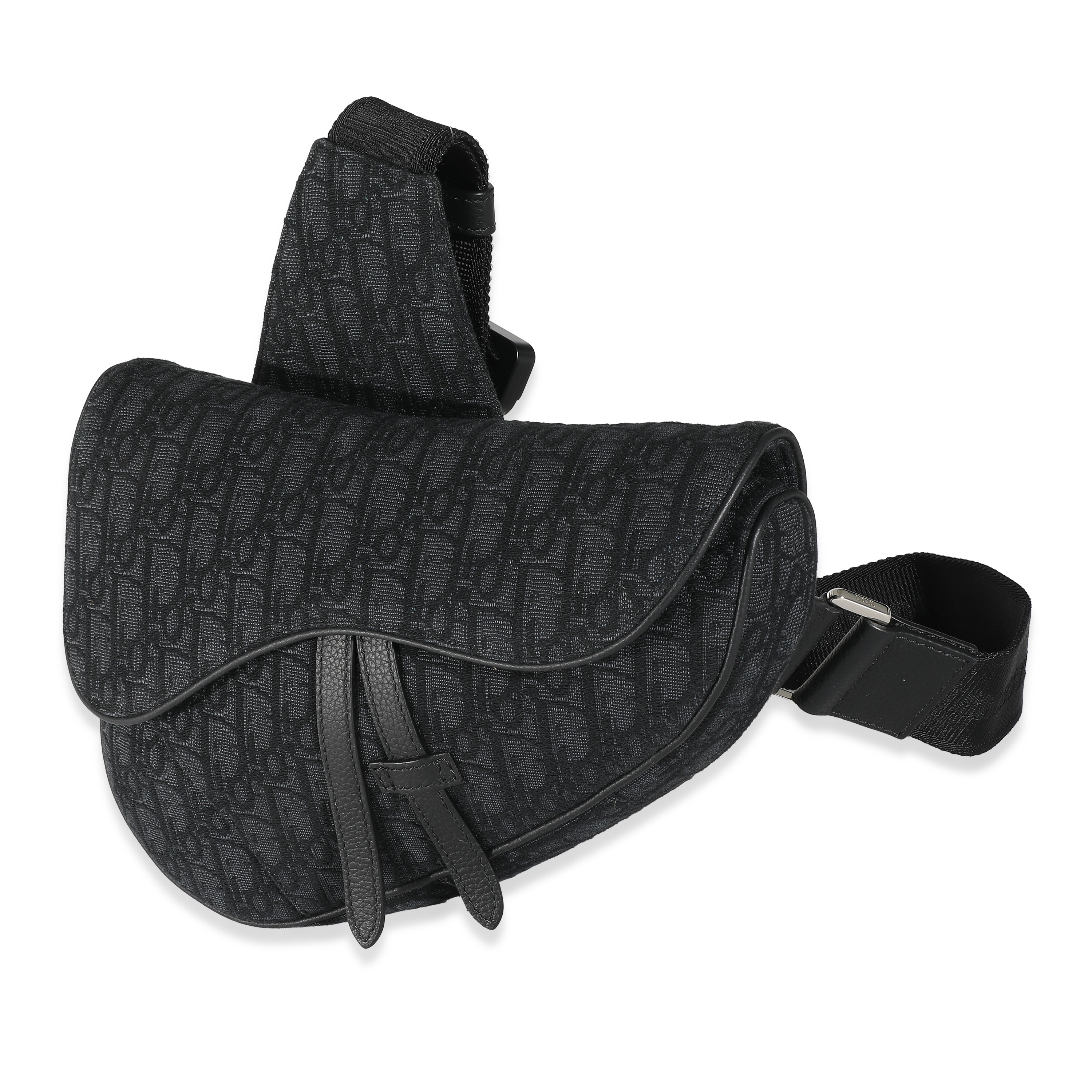 Dior Black Oblique Jacquard Saddle Bag-1