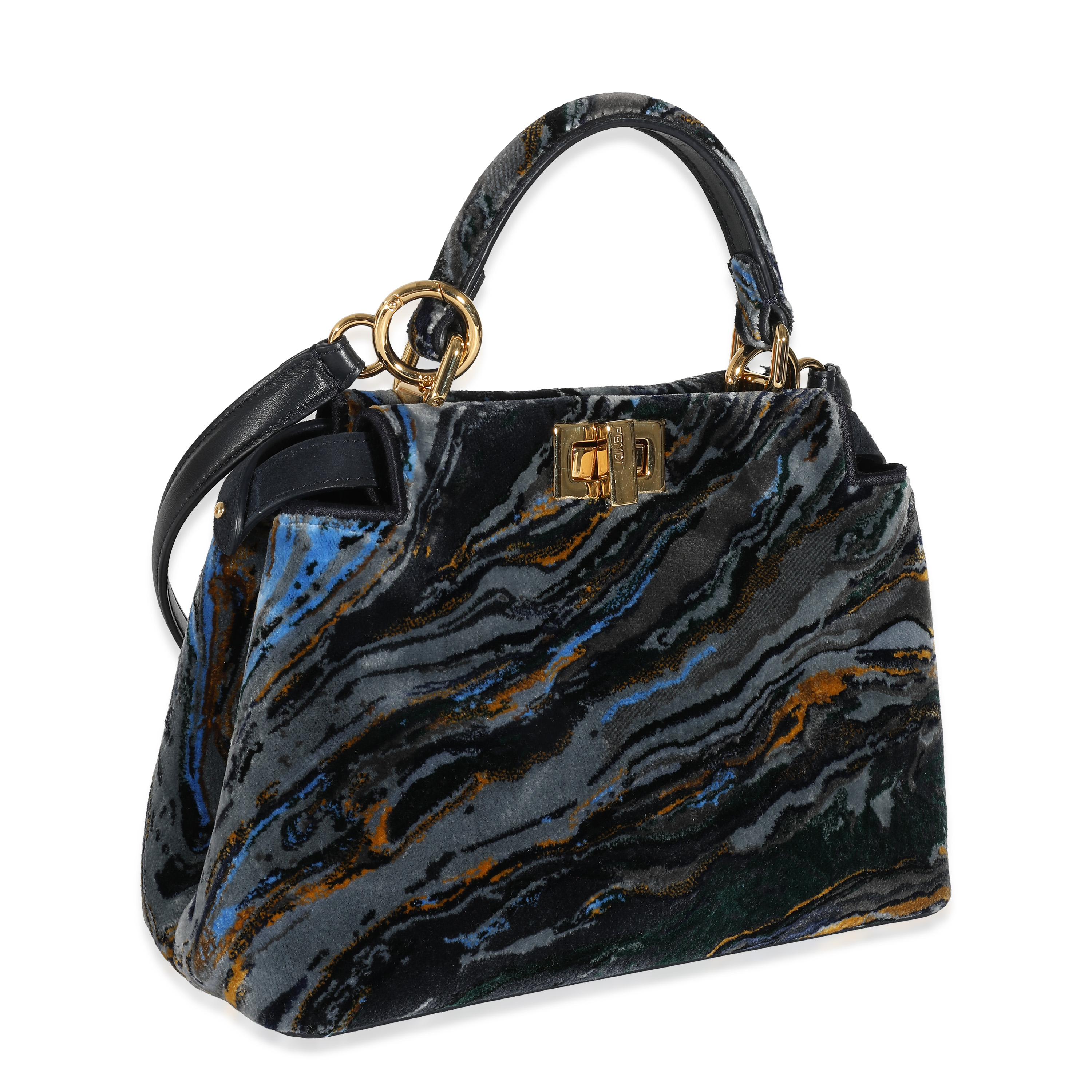 Fendi Navy Marbled Velvet Mini Peekaboo-6