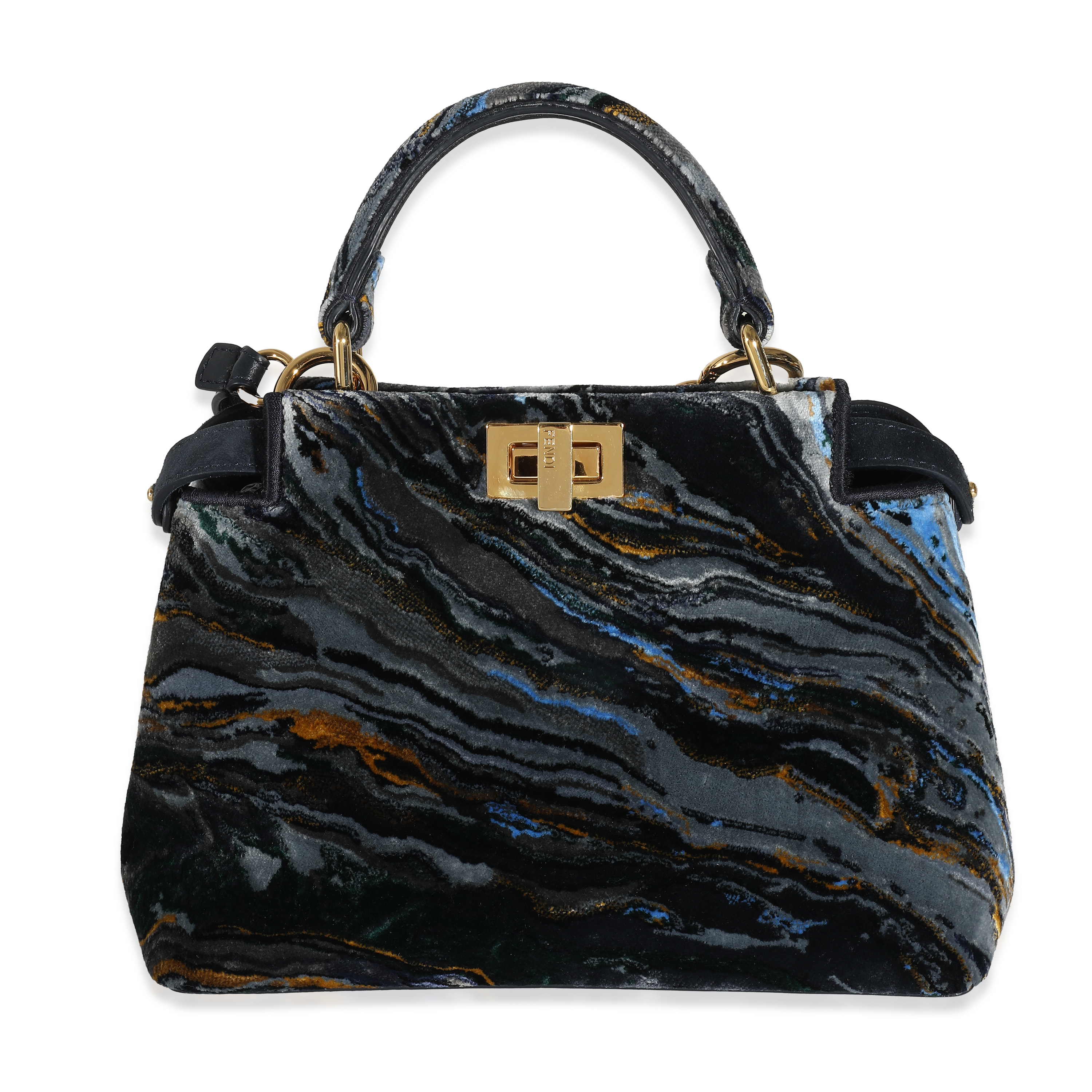 Fendi Navy Marbled Velvet Mini Peekaboo-2