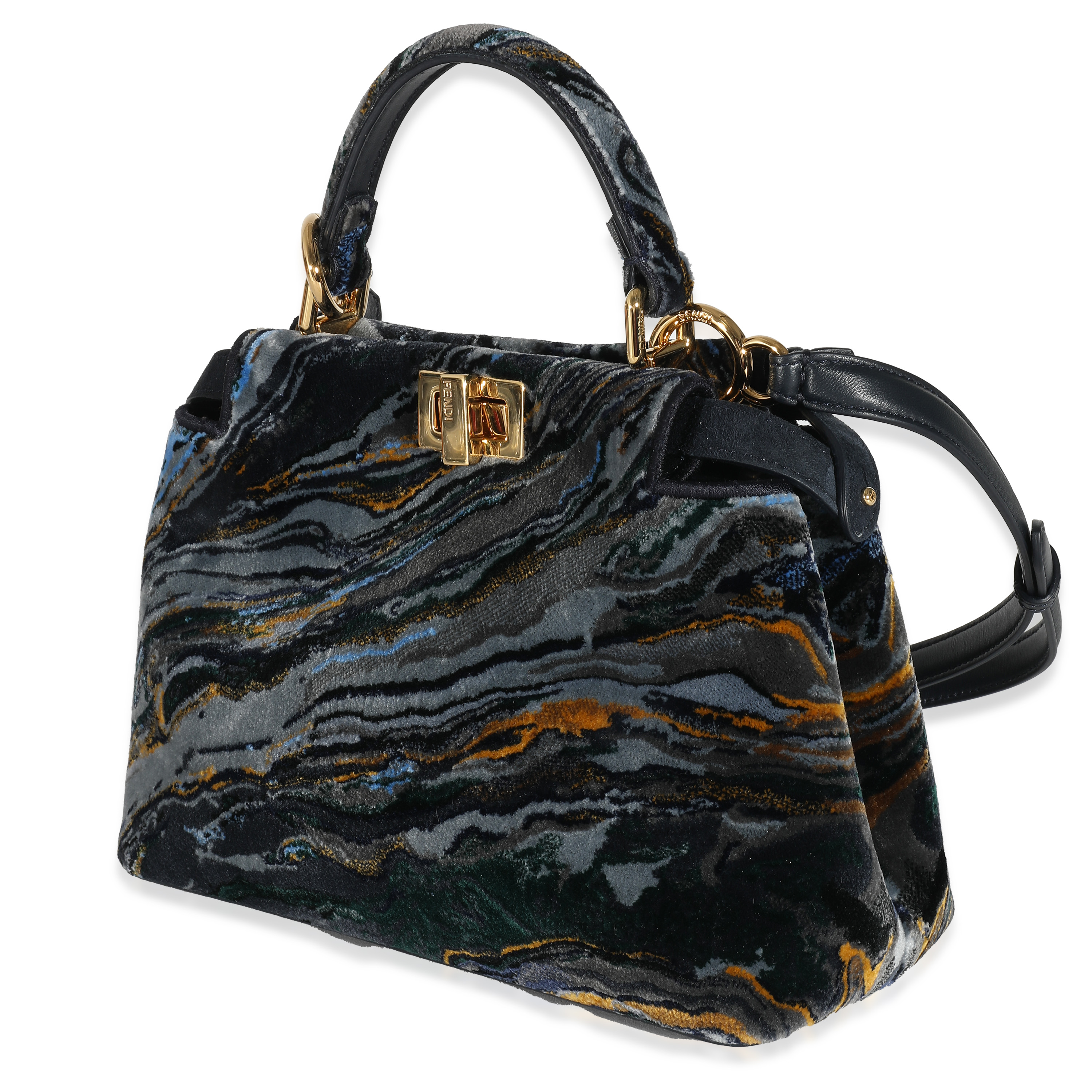 Fendi Navy Marbled Velvet Mini Peekaboo-1