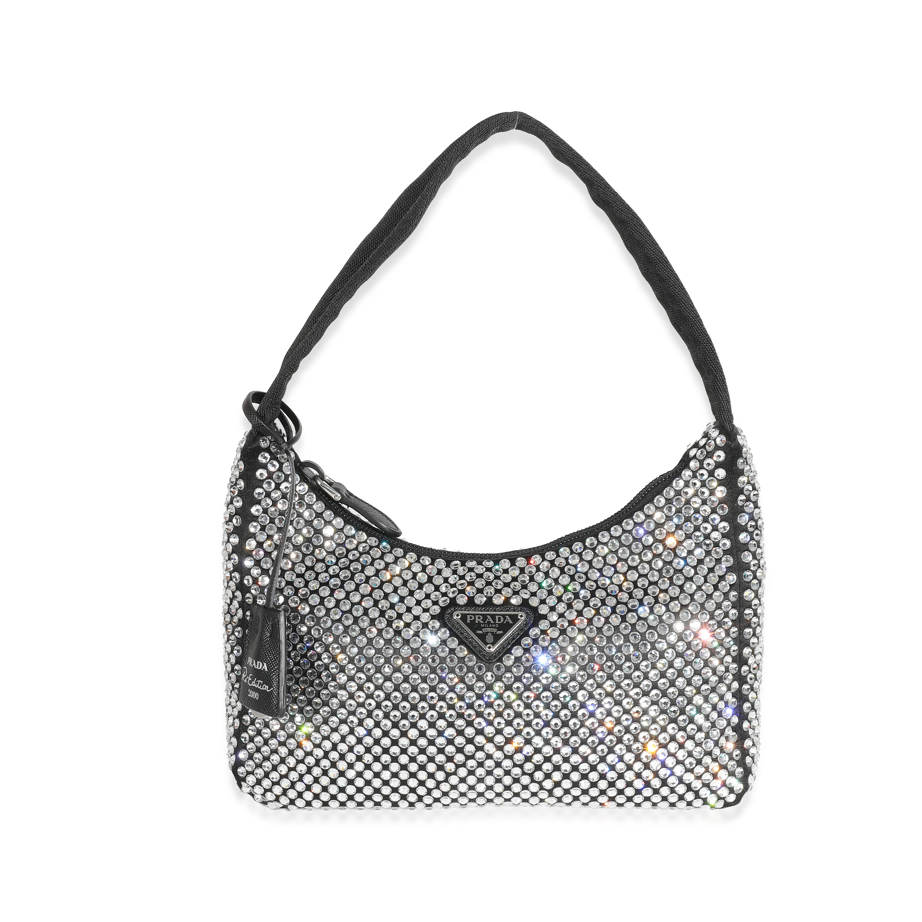 Prada Black Satin Crystal Re-Edition 2000 Mini Bag Prada Black Satin Crystal Re-Edition 2000 Mini Bag