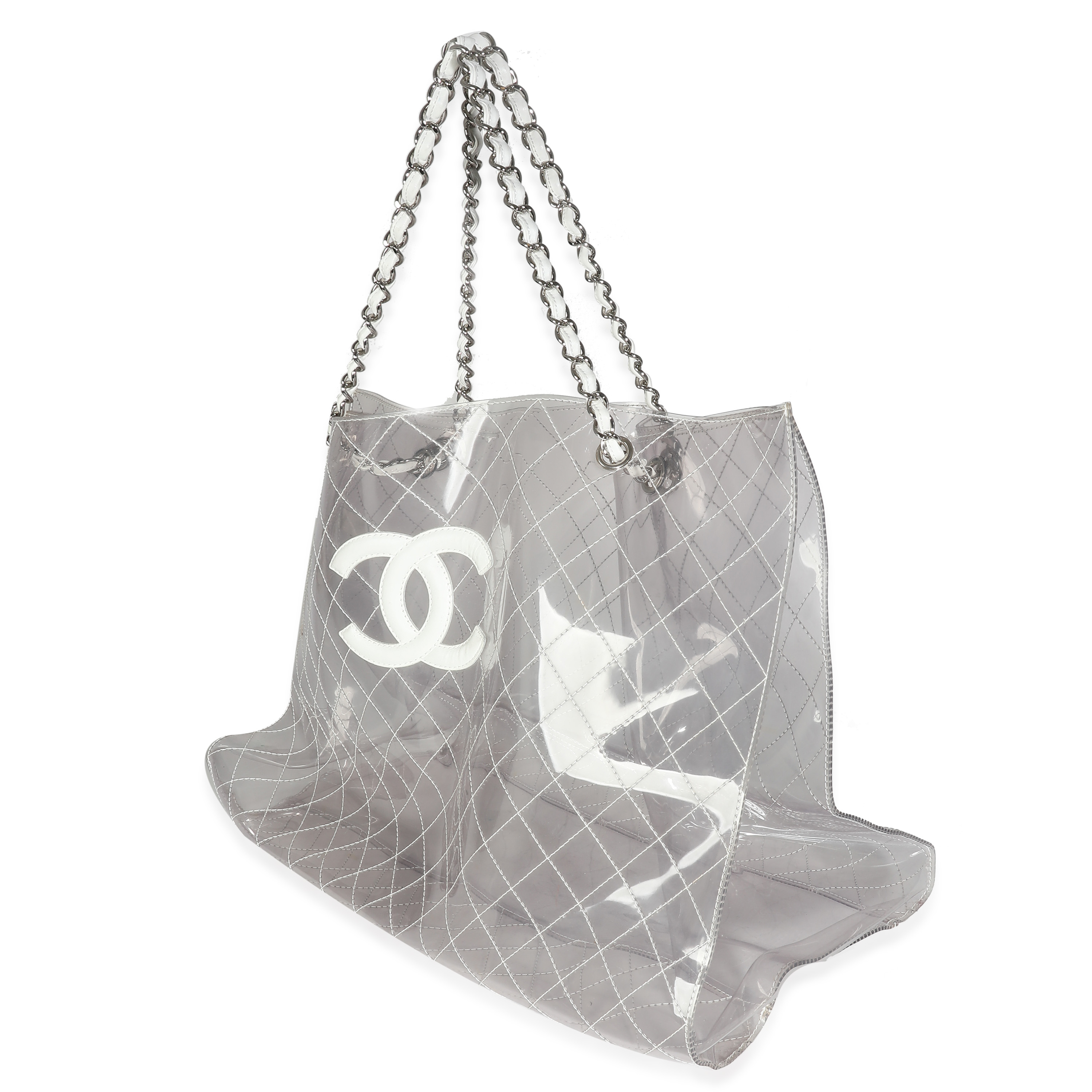 Chanel Transparent PVC Quilted CC XXL Shopping Tote-3