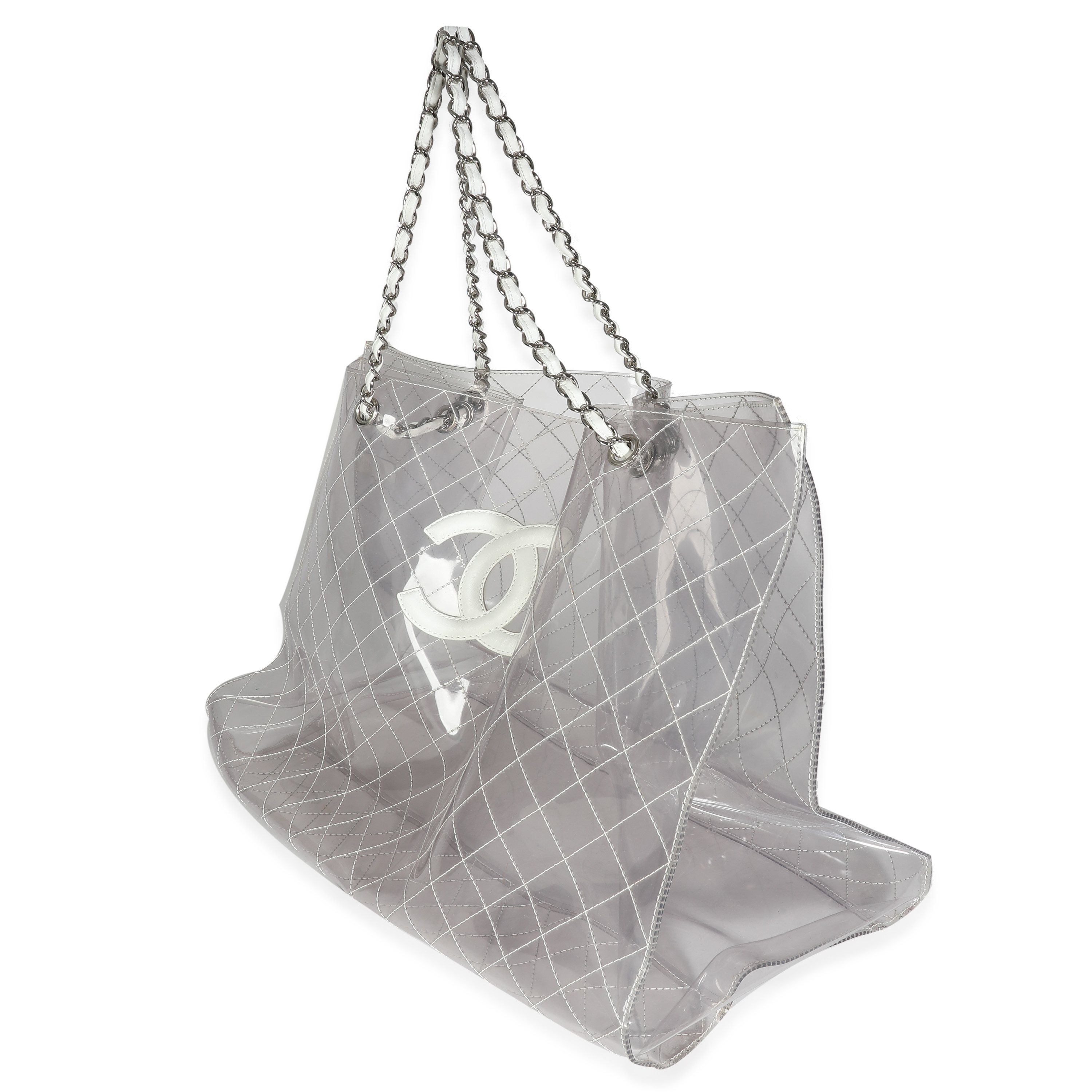 Chanel Transparent PVC Quilted CC XXL Shopping Tote-2