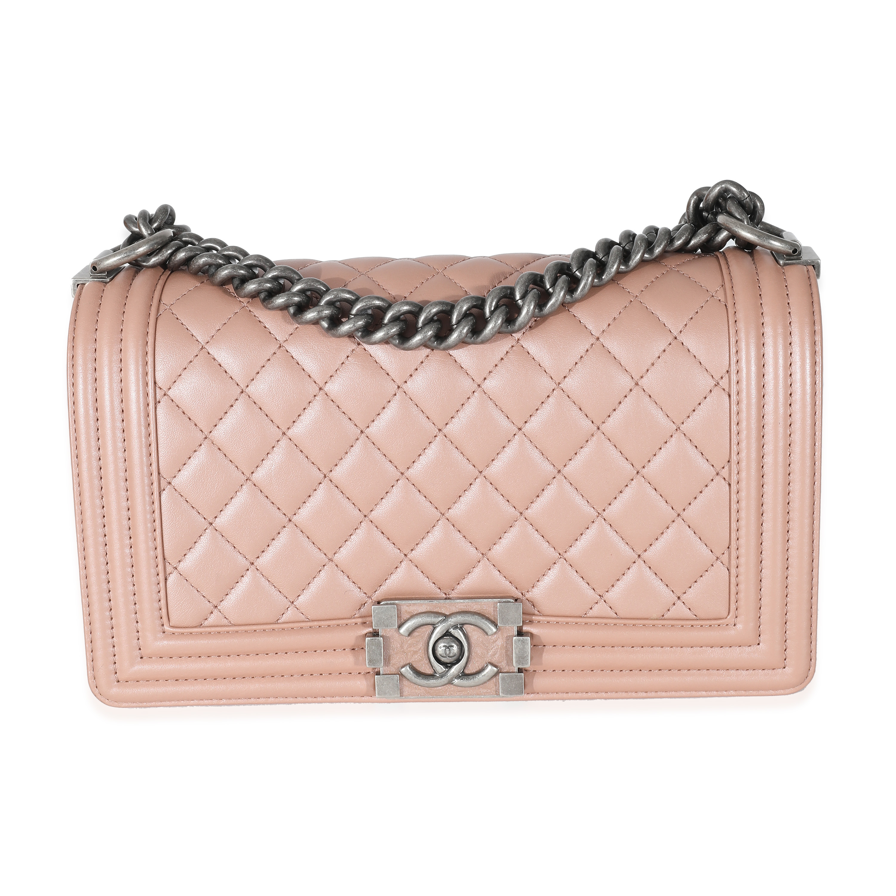 Chanel Pink Iridescent Calfskin Medium Boy Bag