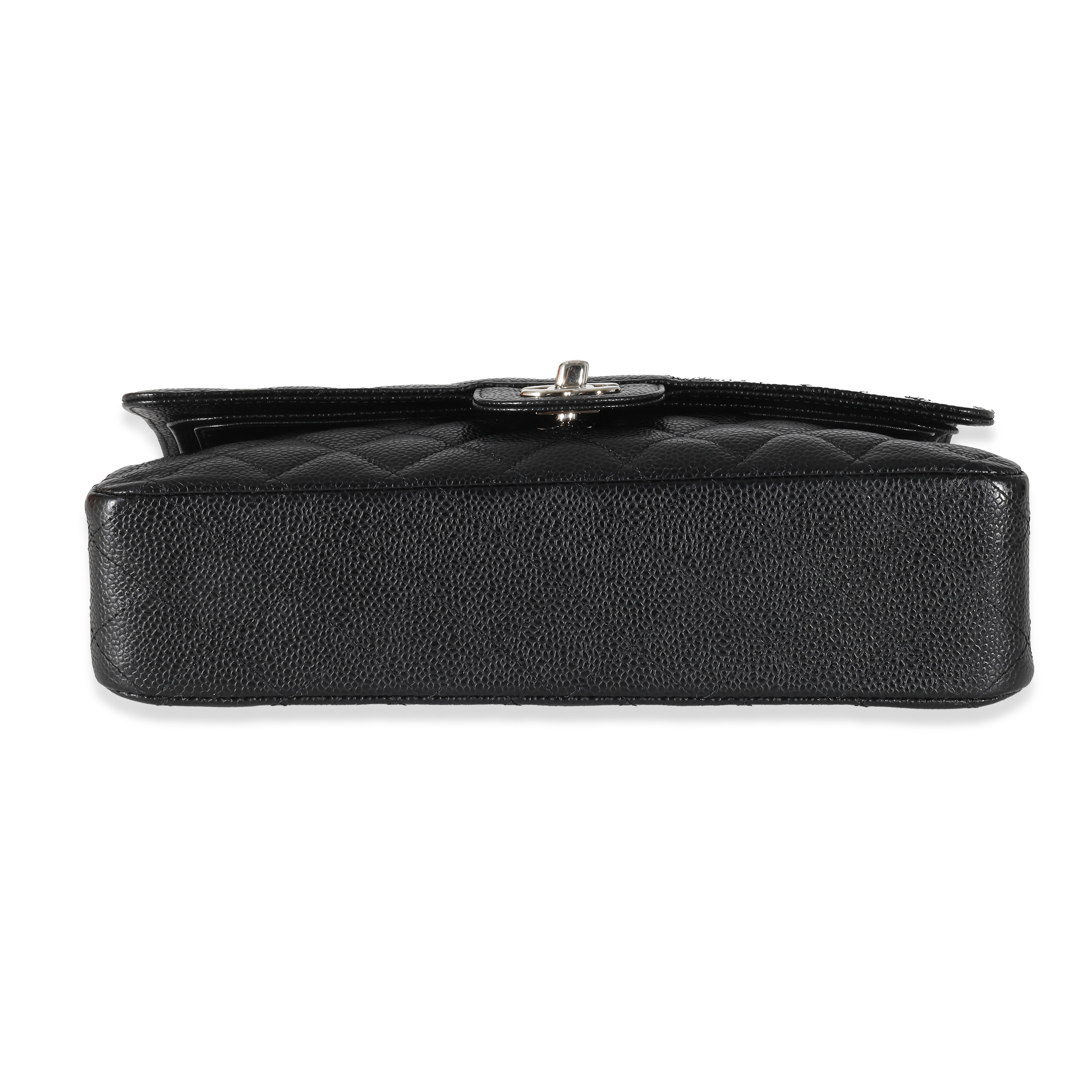 Chanel Black Quilted Caviar Medium Classic Double Flap Bag-6