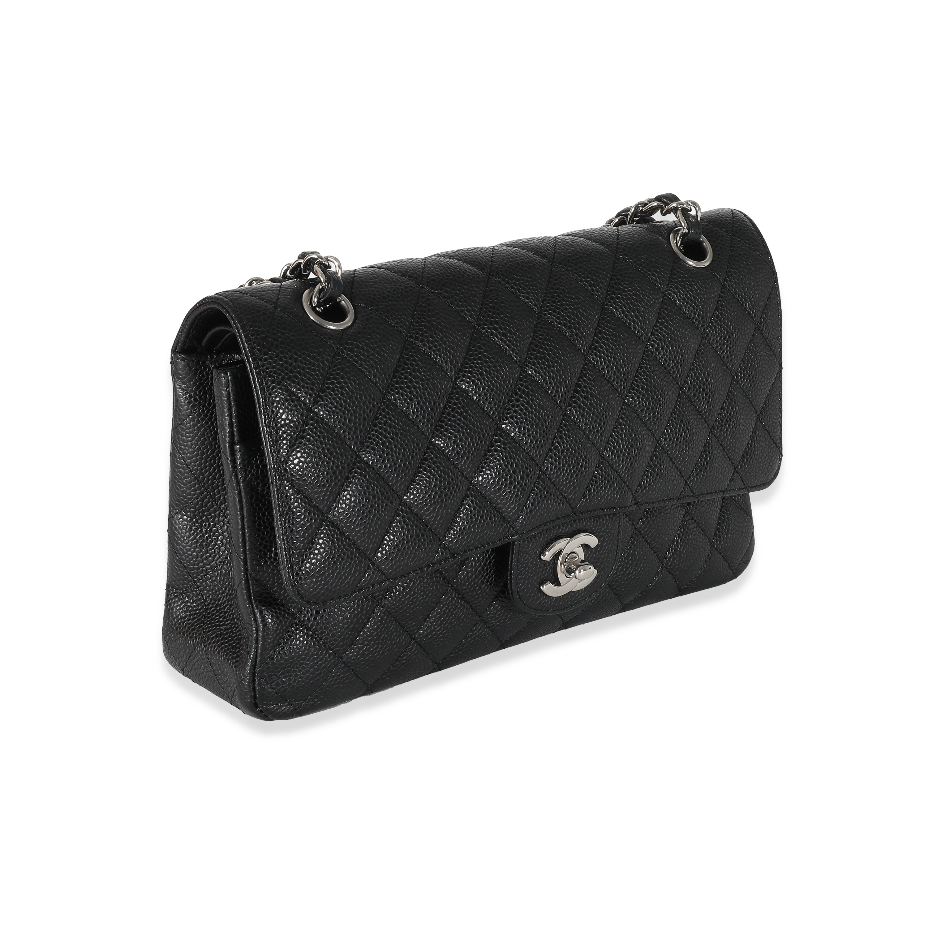 Chanel Black Quilted Caviar Medium Classic Double Flap Bag-2