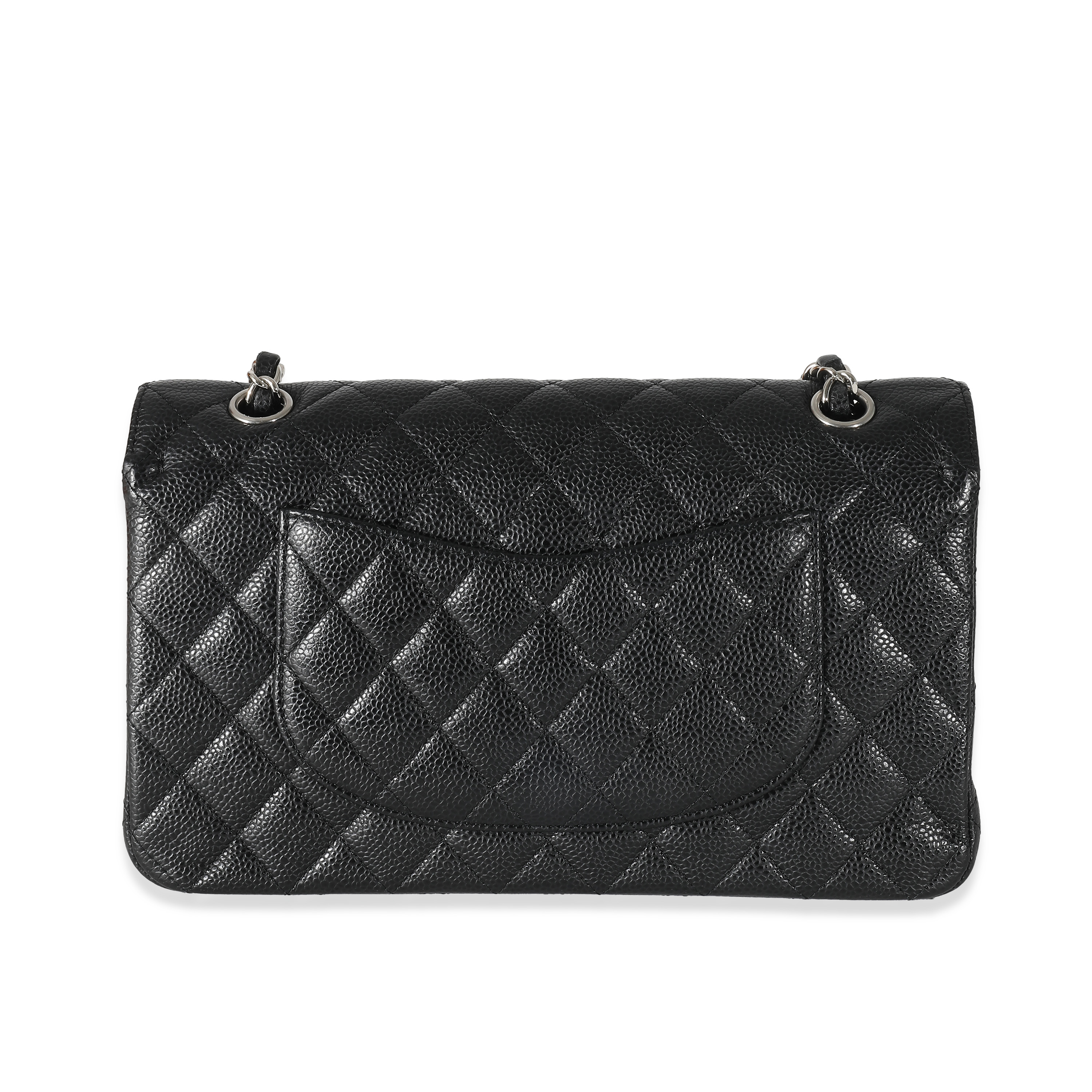 Chanel Black Quilted Caviar Medium Classic Double Flap Bag-4