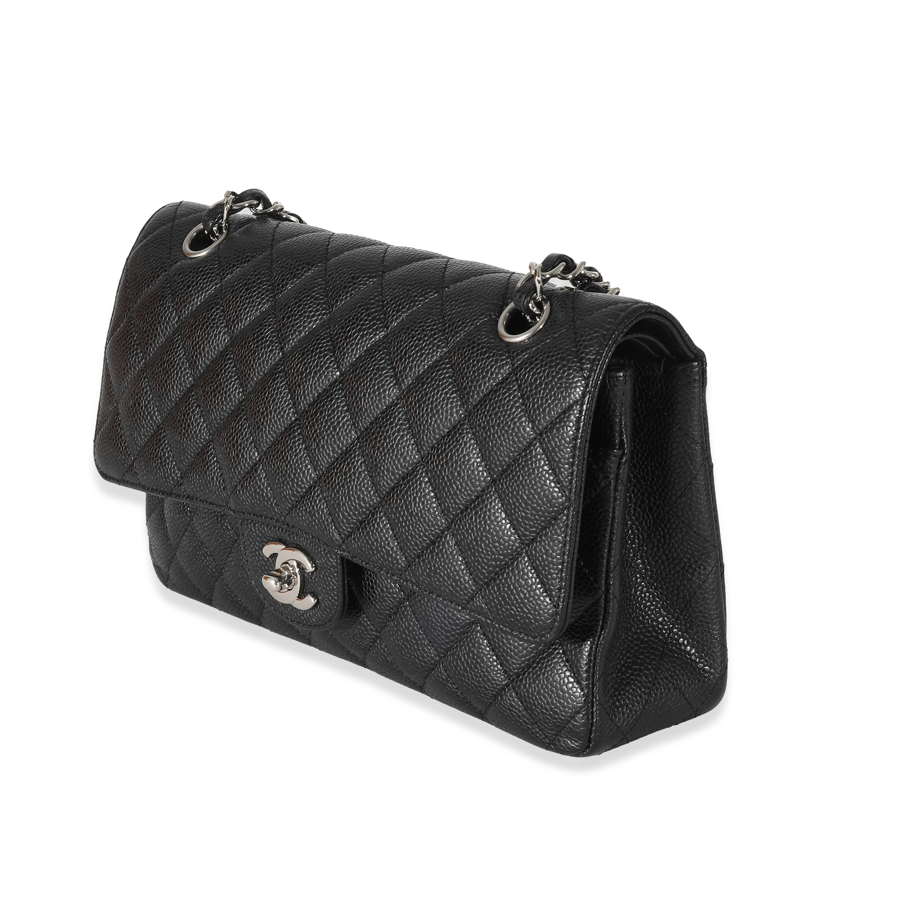 Chanel Black Quilted Caviar Medium Classic Double Flap Bag-1