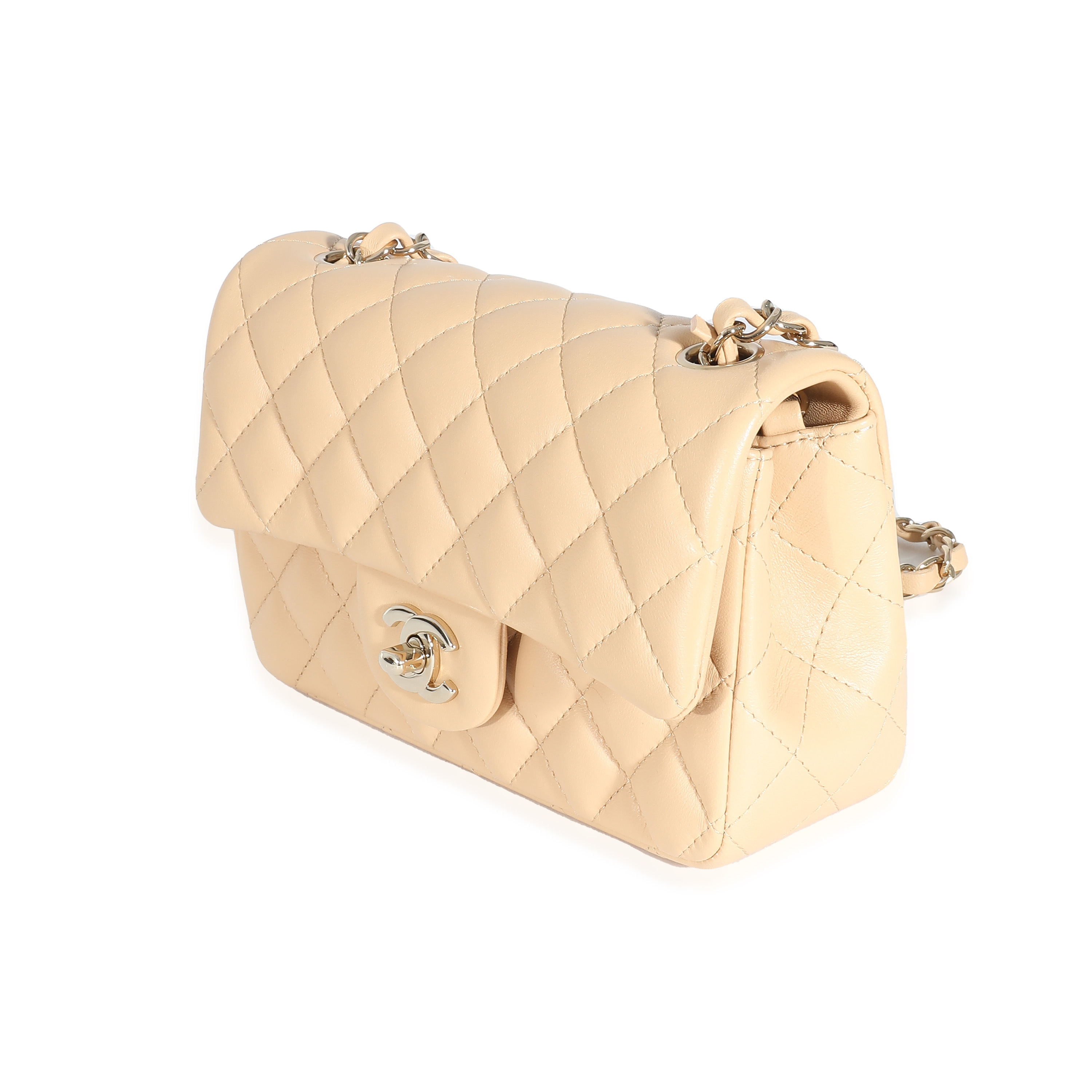 Chanel 22C Beige Quilted Lambskin Mini Rectangular Flap Bag Chanel 22C Beige Quilted Lambskin Mini Rectangular Flap Bag-6