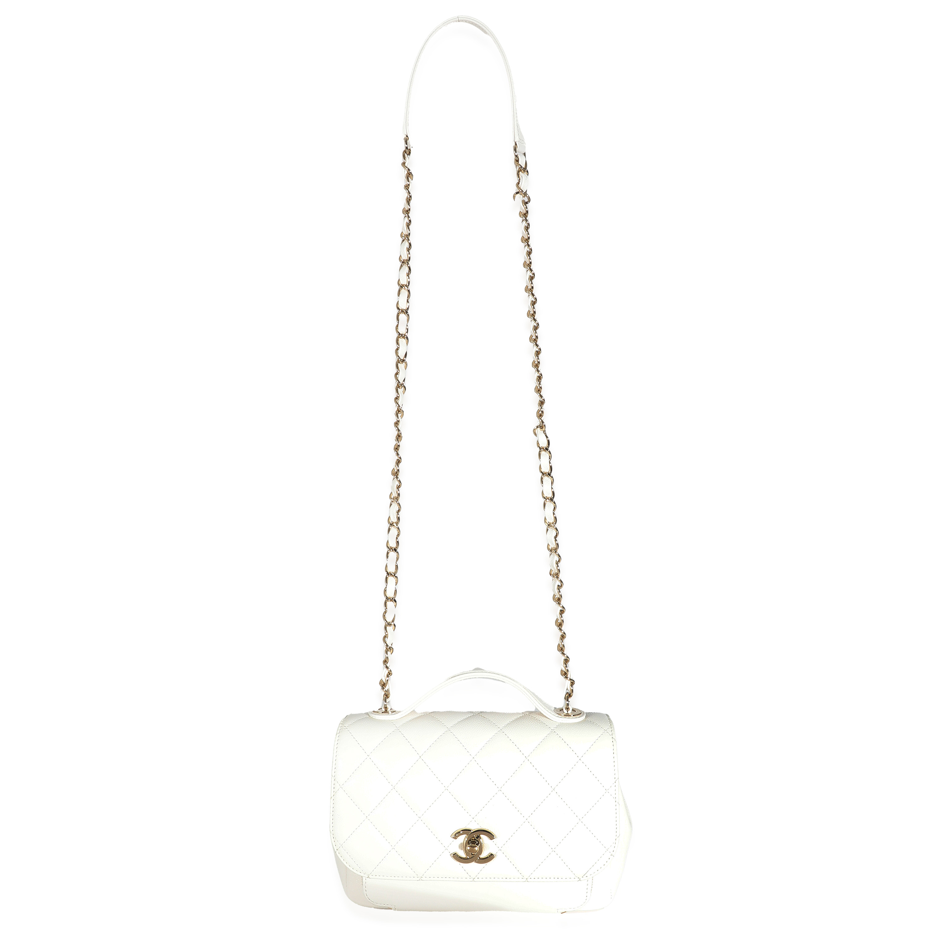 Chanel White Quilted Caviar Medium Business Affinity Flap Bag-7