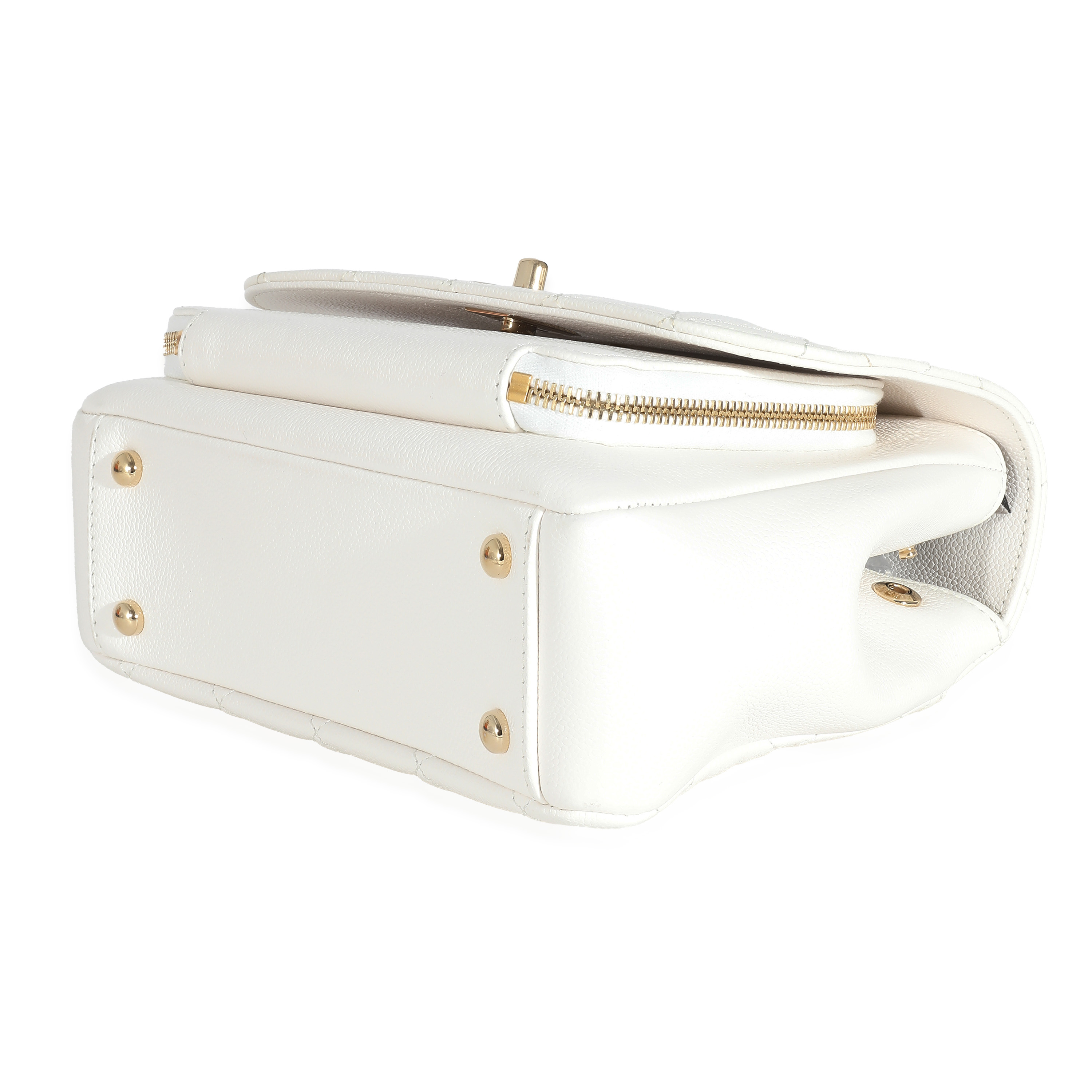 Chanel White Quilted Caviar Medium Business Affinity Flap Bag-4