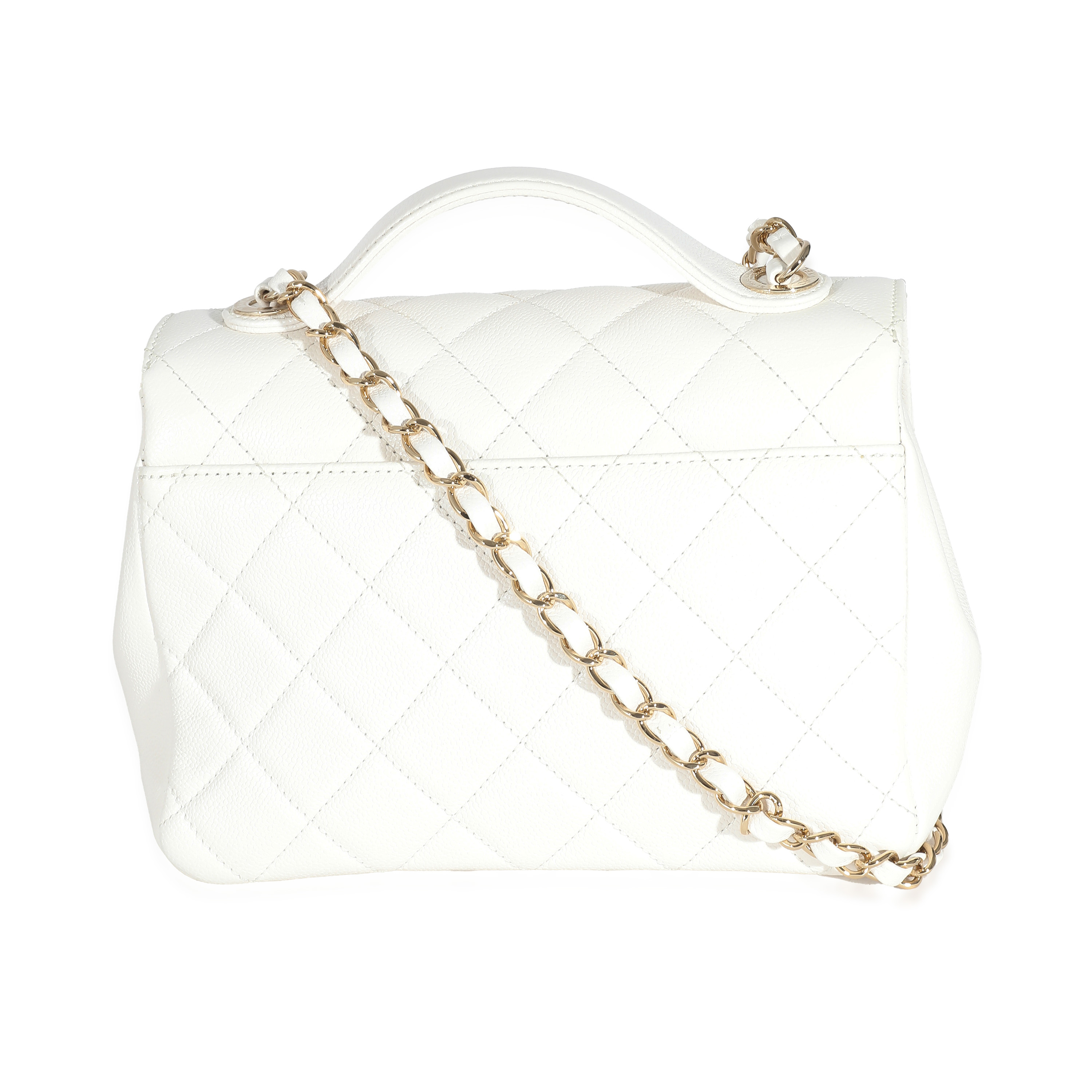 Chanel White Quilted Caviar Medium Business Affinity Flap Bag-3