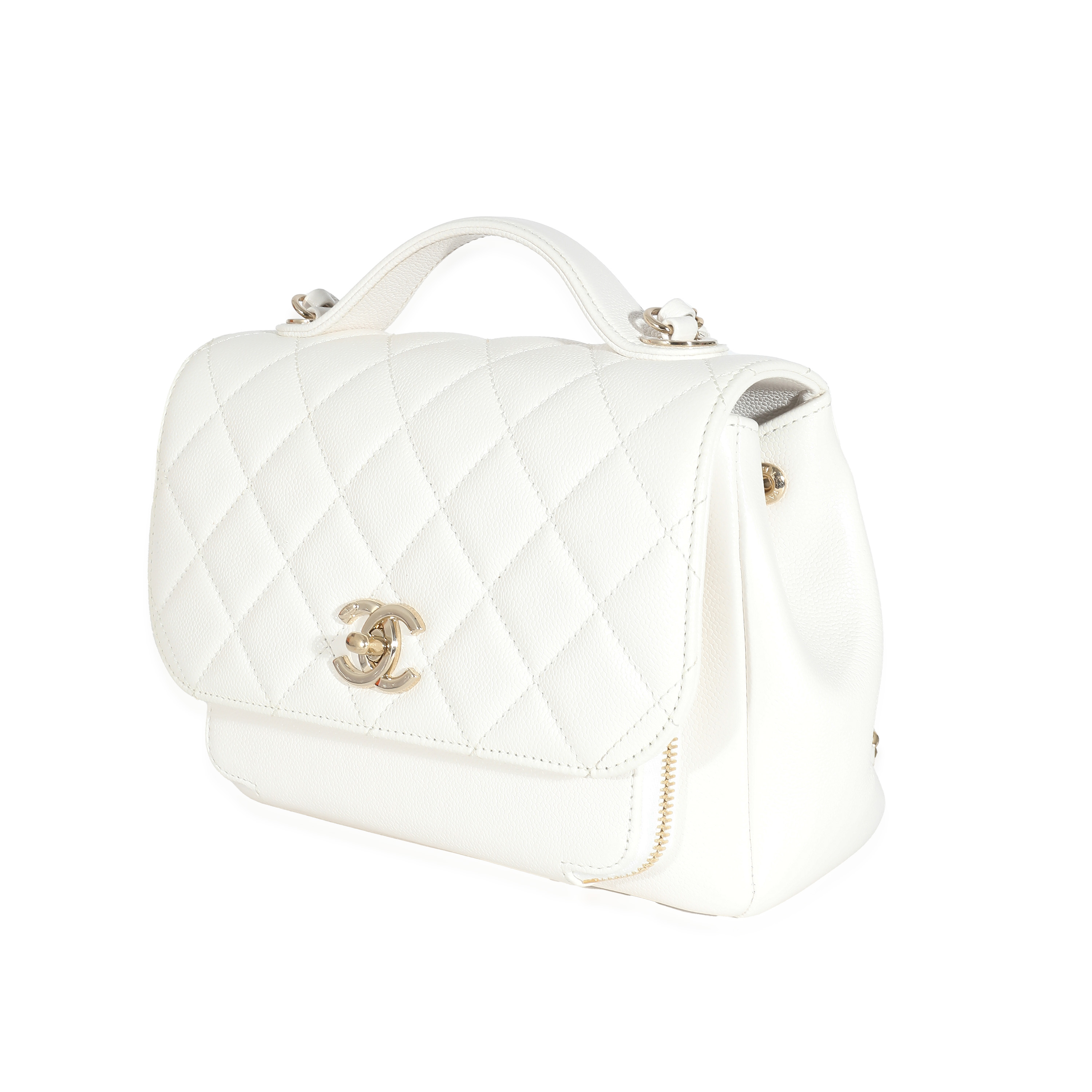 Chanel White Quilted Caviar Medium Business Affinity Flap Bag-1