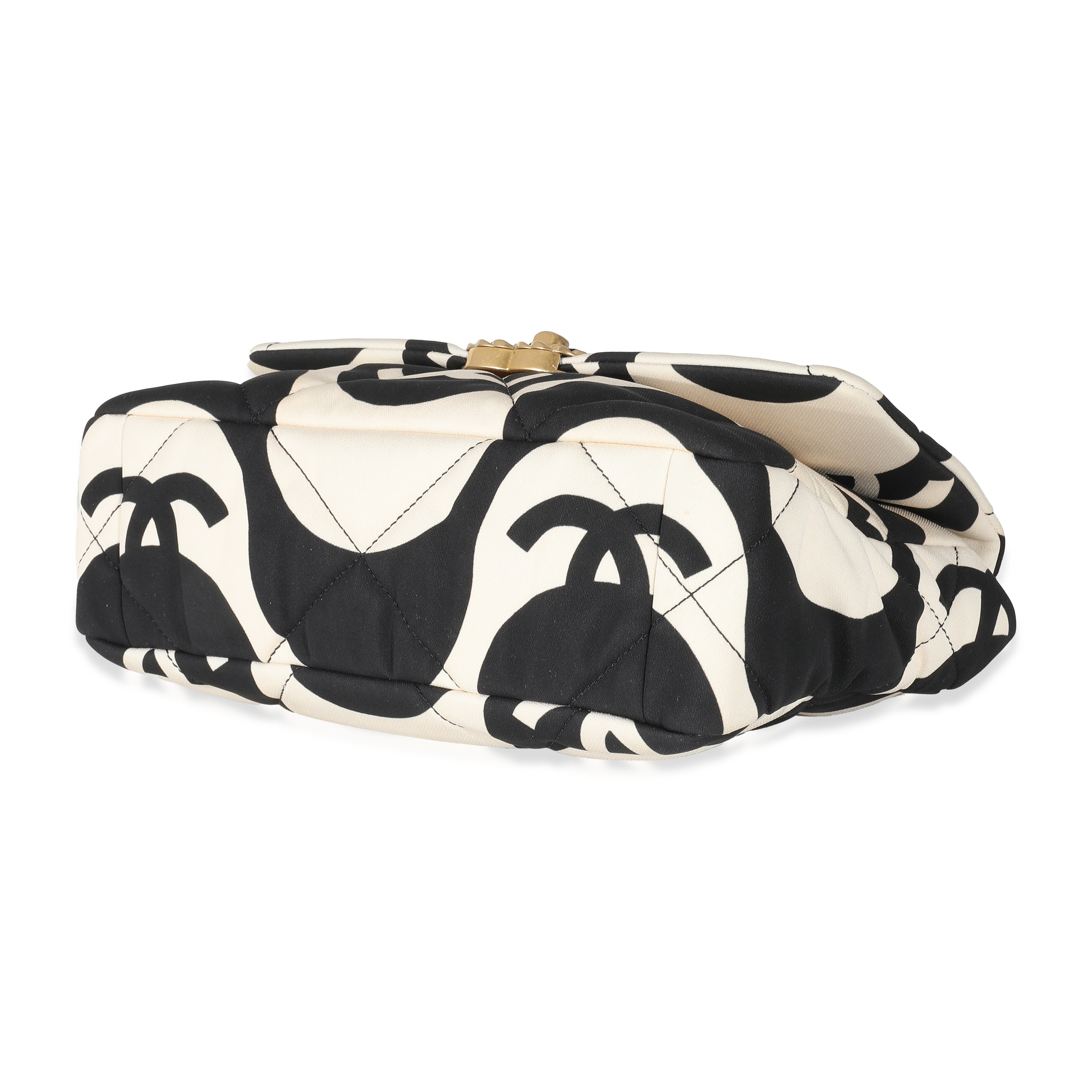 Chanel Black White CC Fabric Medium Chanel 19 Flap Bag Chanel Black White CC Fabric Medium Chanel 19 Flap Bag-3