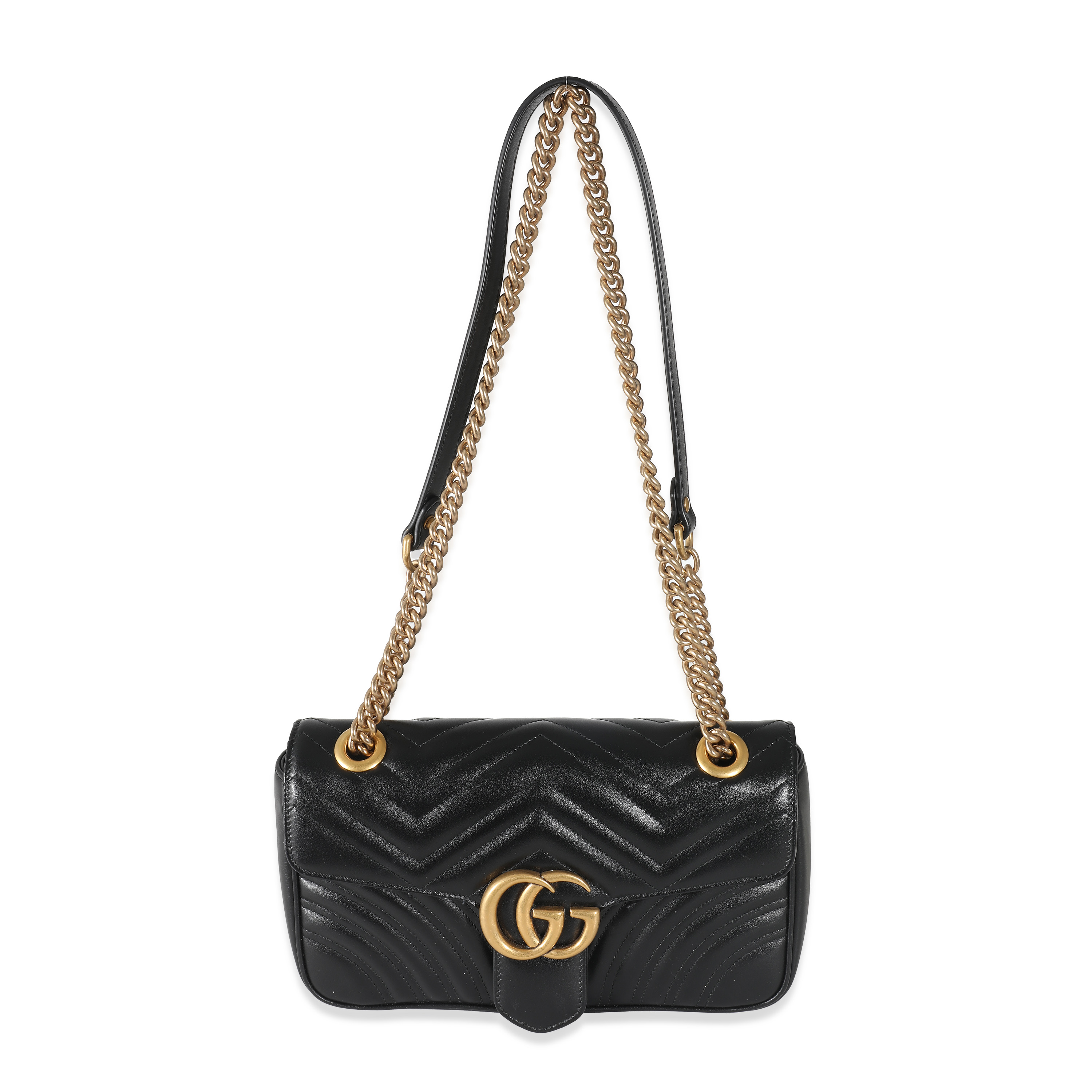 Gucci Black Matelassé Leather Medium GG Marmont Bag-7