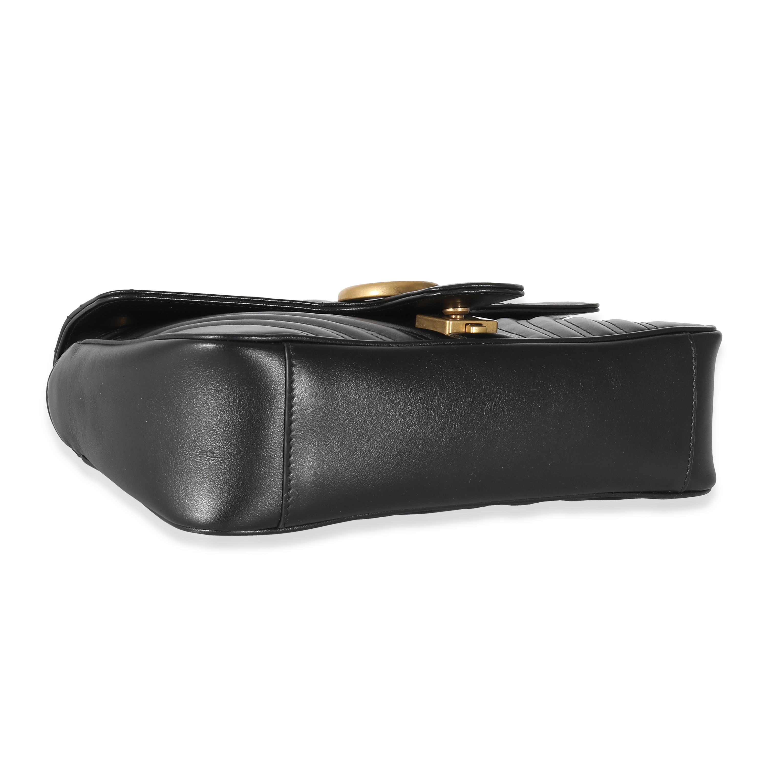 Gucci Black Matelassé Leather Medium GG Marmont Bag-6