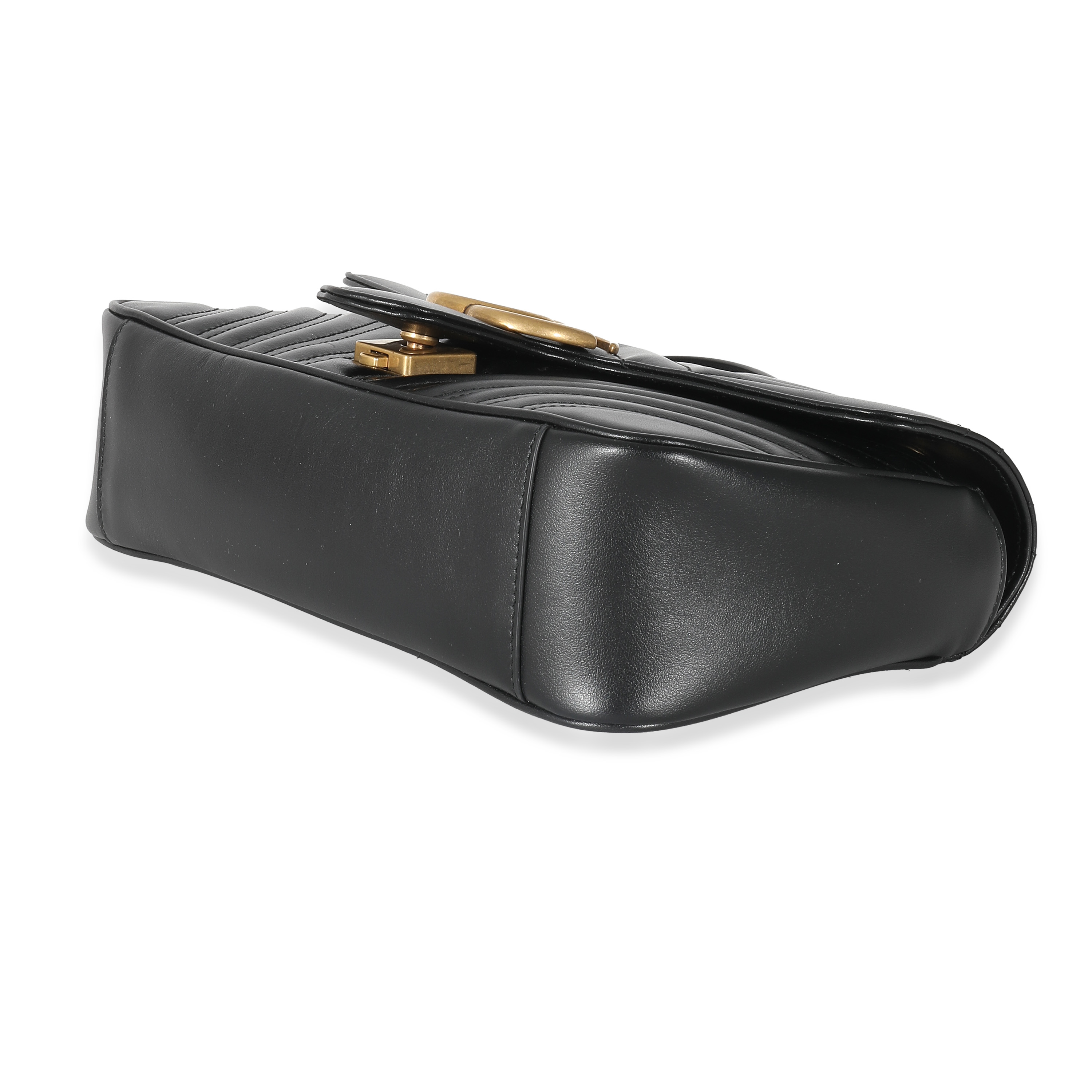 Gucci Black Matelassé Leather Medium GG Marmont Bag-3