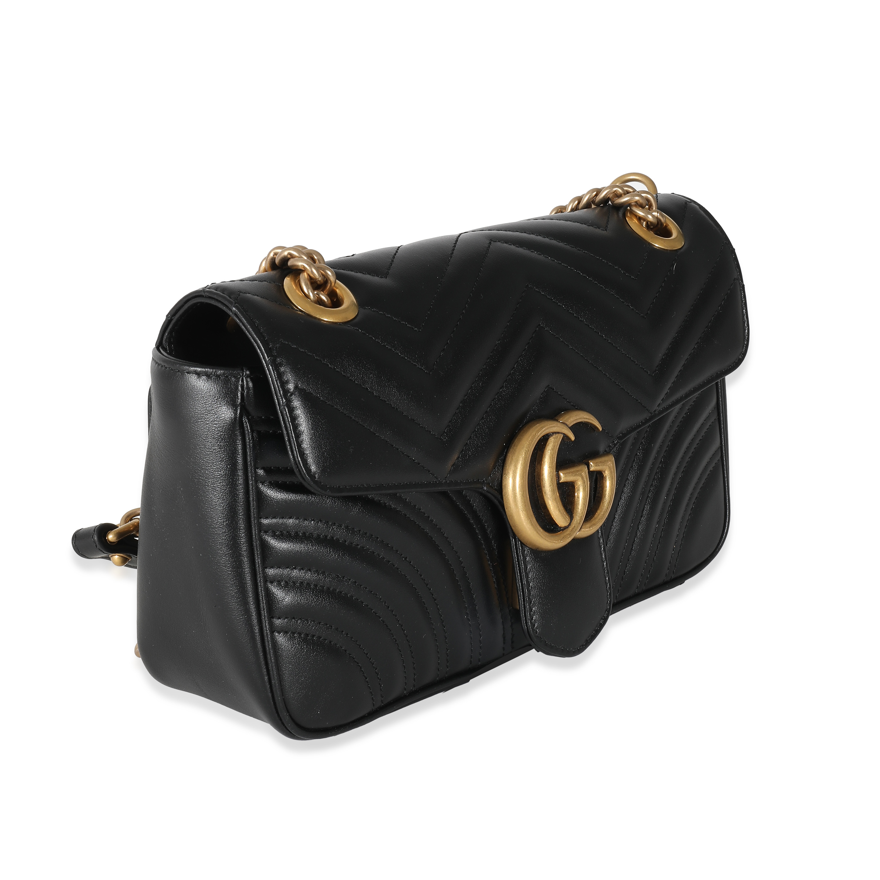 Gucci Black Matelassé Leather Medium GG Marmont Bag-2