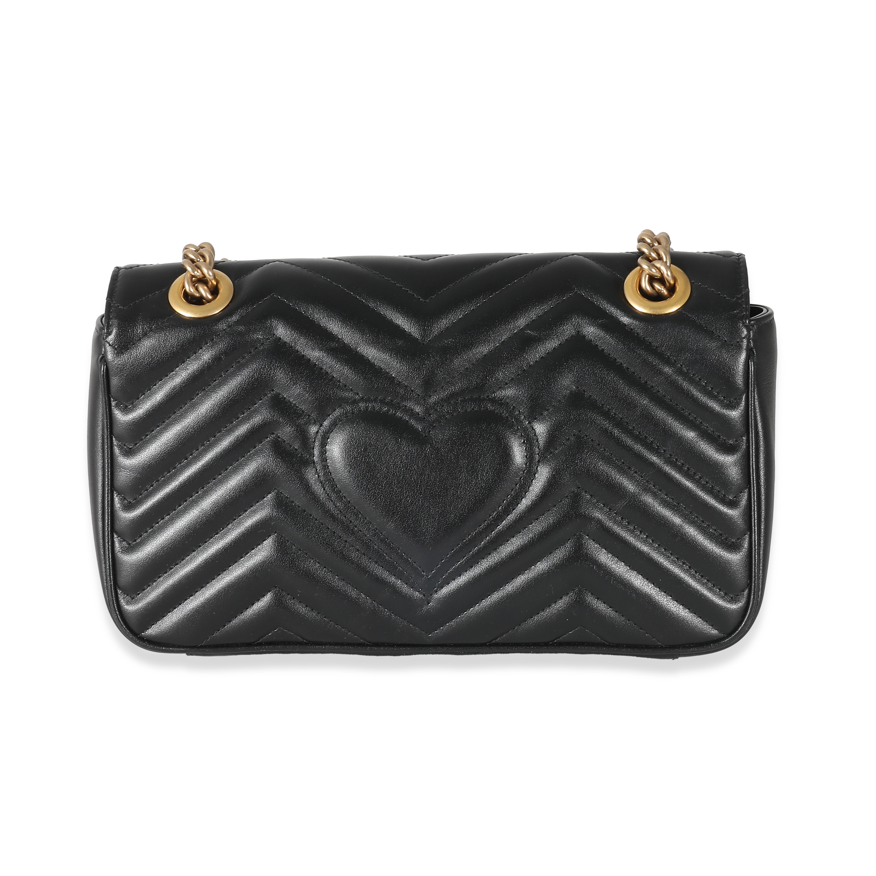 Gucci Black Matelassé Leather Medium GG Marmont Bag-4